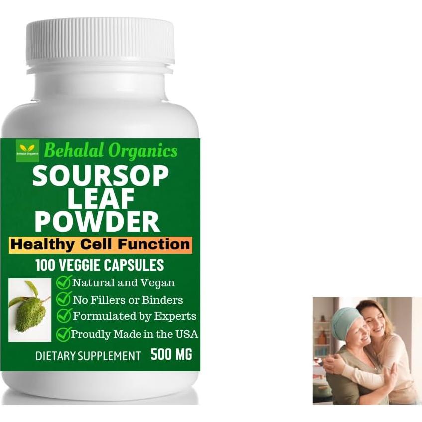 Cápsulas de Graviola Soursop 500mg Behalal Organics - 200 Unidades