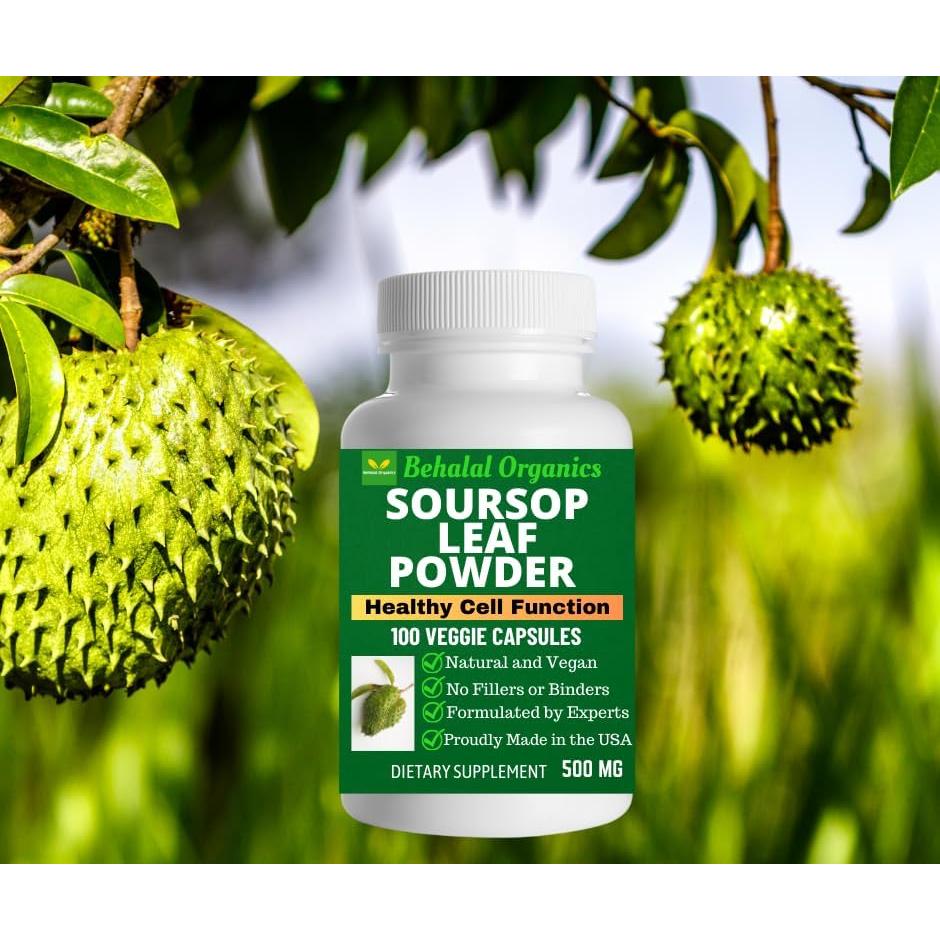 Cápsulas de Graviola Soursop 500mg Behalal Organics - 200 Unidades