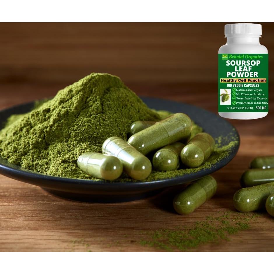 Cápsulas de Graviola Soursop 500mg Behalal Organics - 200 Unidades