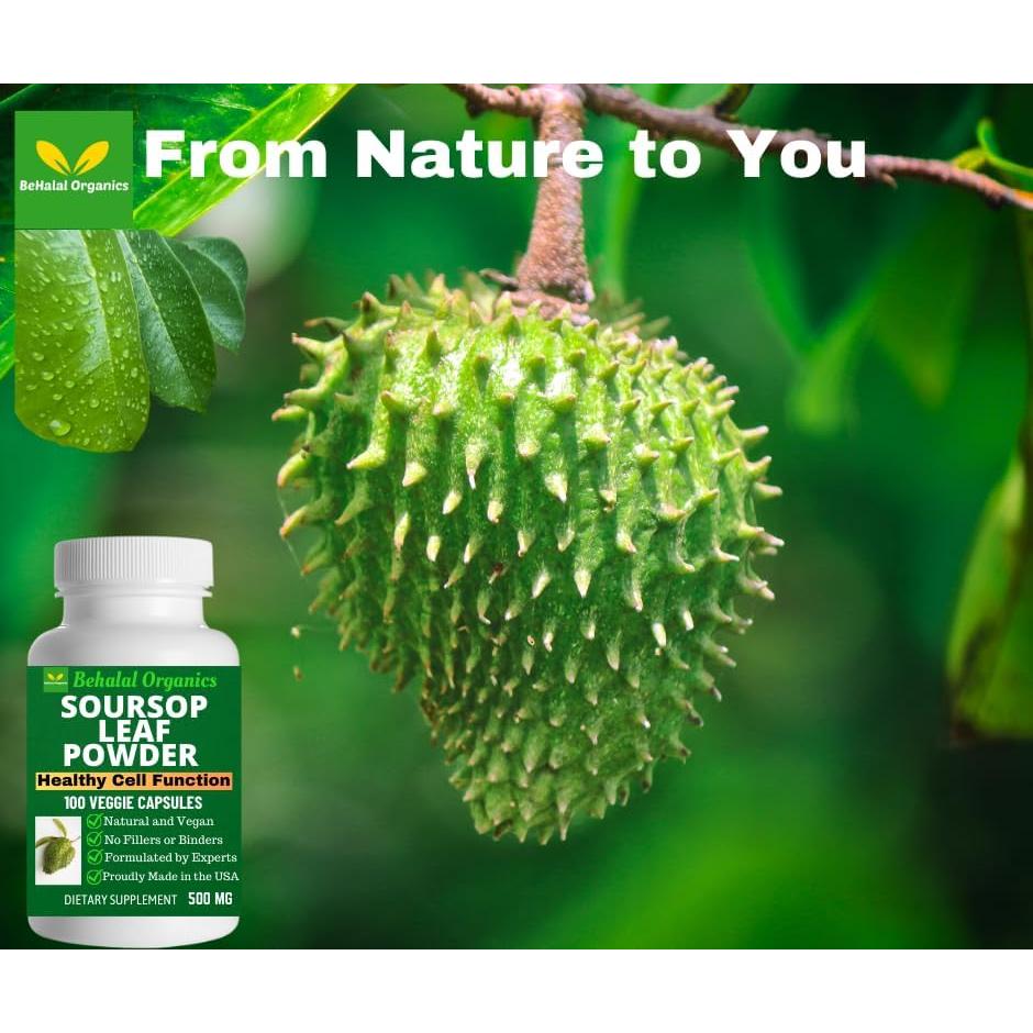 Cápsulas de Graviola Soursop 500mg Behalal Organics - 200 Unidades