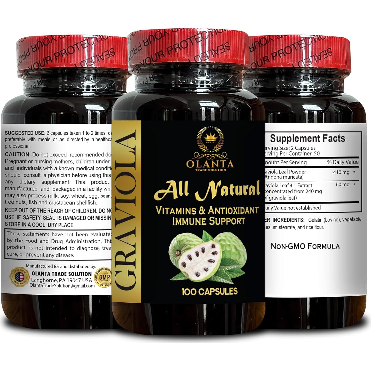 Extracto de Graviola Vitalabs 100 Cápsulas - Suplemento Energético