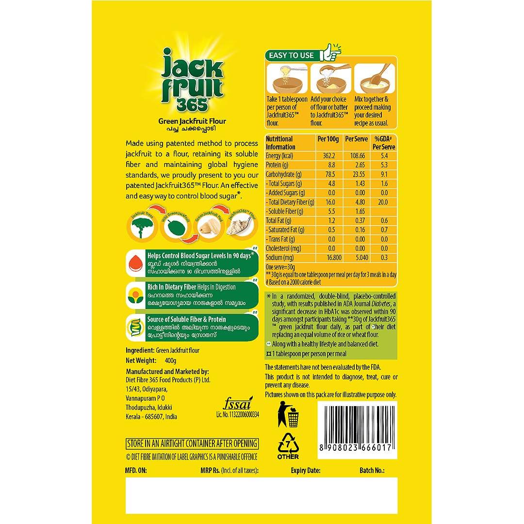 Harina de Jackfruit Verde 800g - Jackfruit365 - 4 Paquetes de 200g