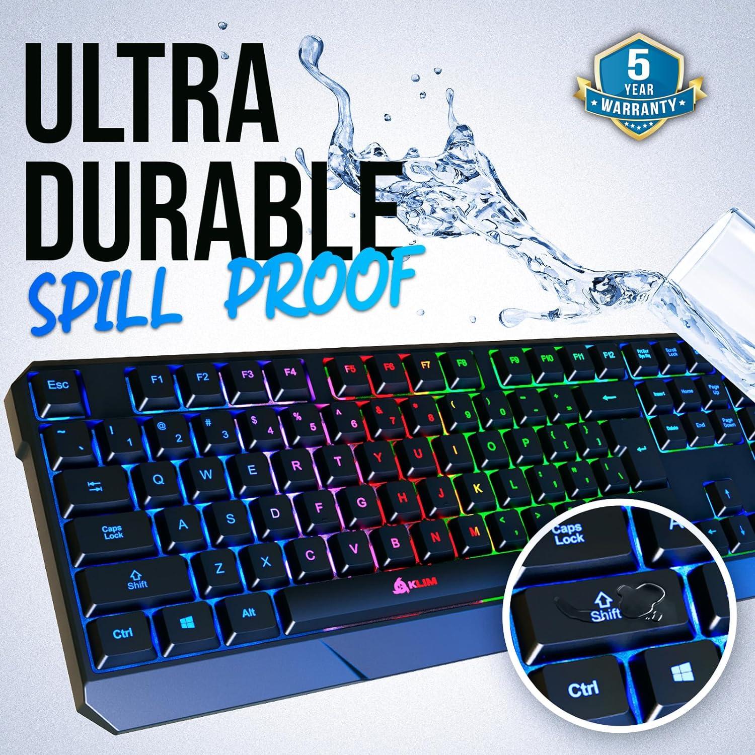 Teclado Gaming KLIM Chroma USB Con Cable - Ergonómico Negro