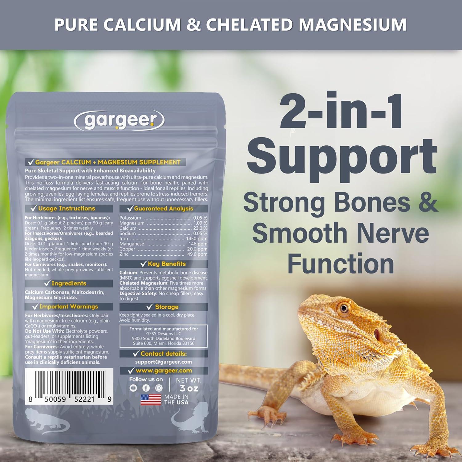 Suplemento Mineral para Reptiles Gargeer 85g - Magnesio y Calcio