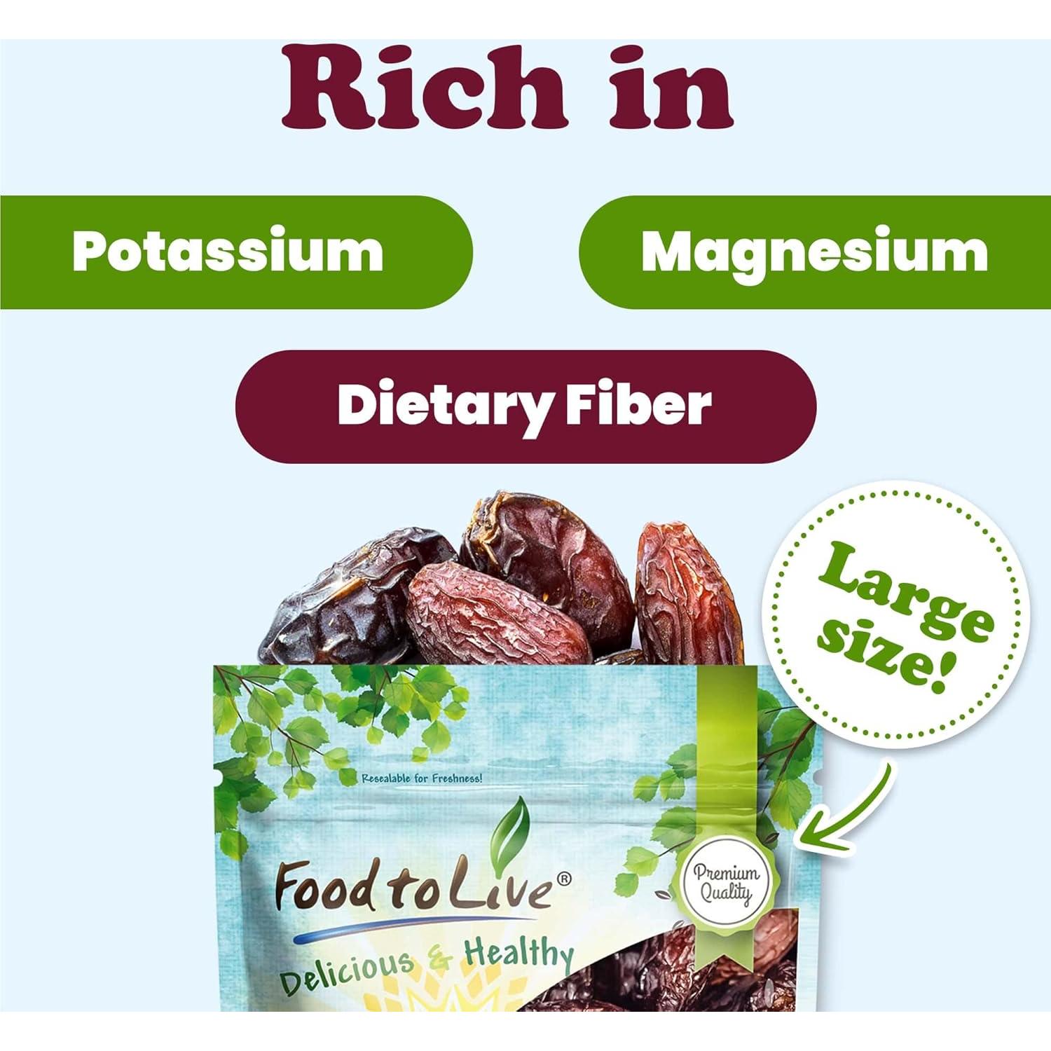 Dátiles Medjool 907g Food to Live - Crudos, Veganos, No GMO