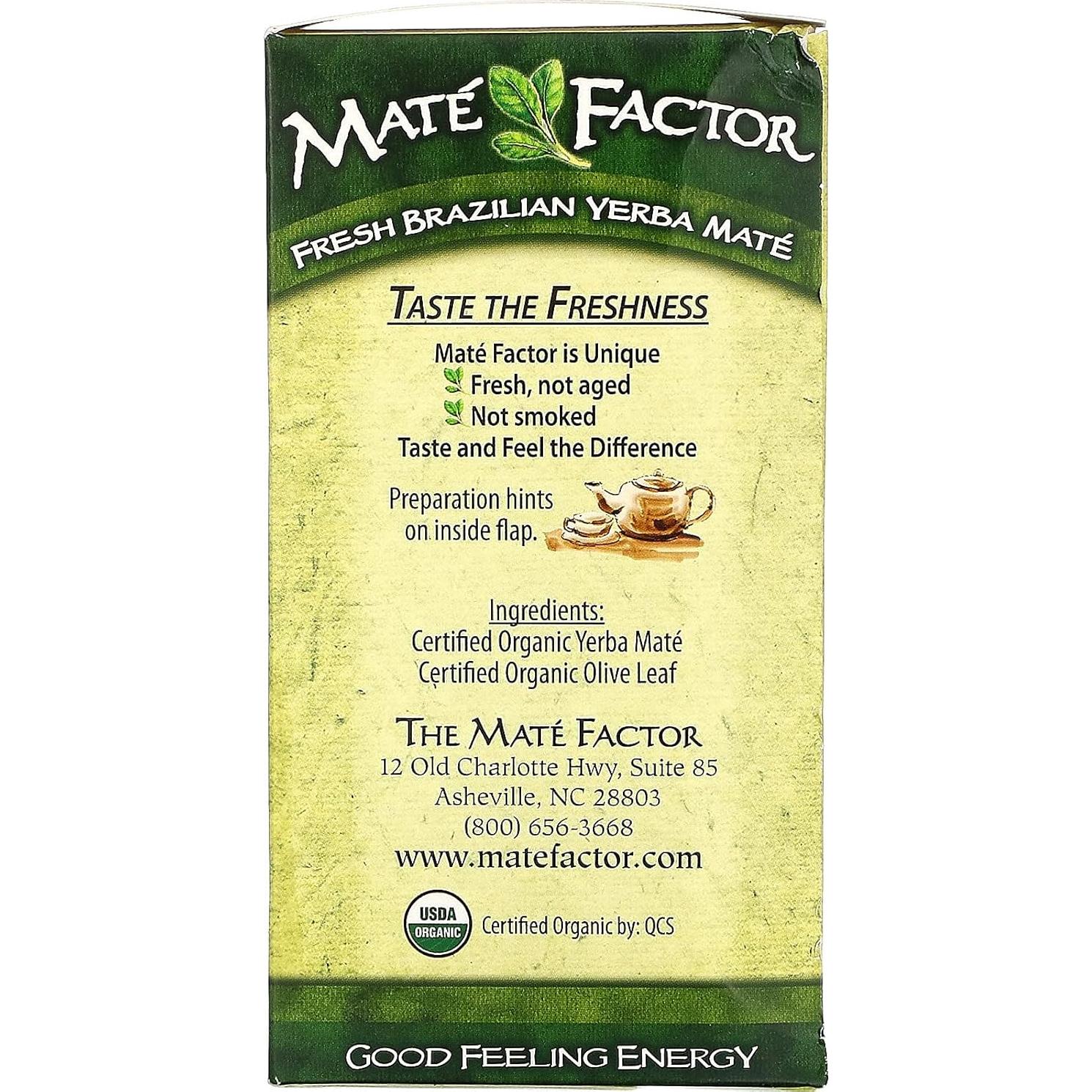 Yerba Mate Orgánica Mate Factor Hoja de Olivo 20 Bolsitas