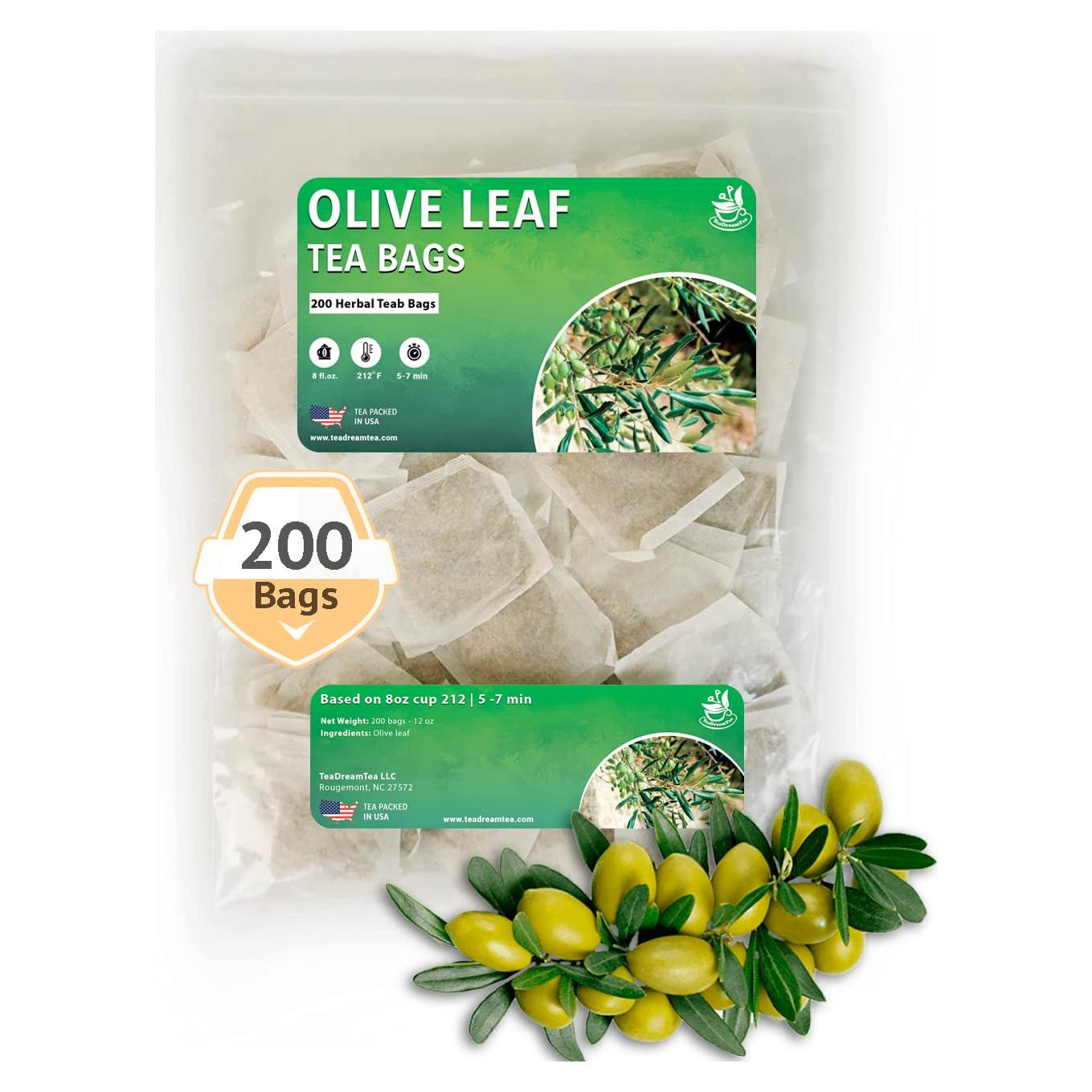Té de Hoja de Olivo Premium TeaDreamTea - 200 Bolsas Sin Cafeína