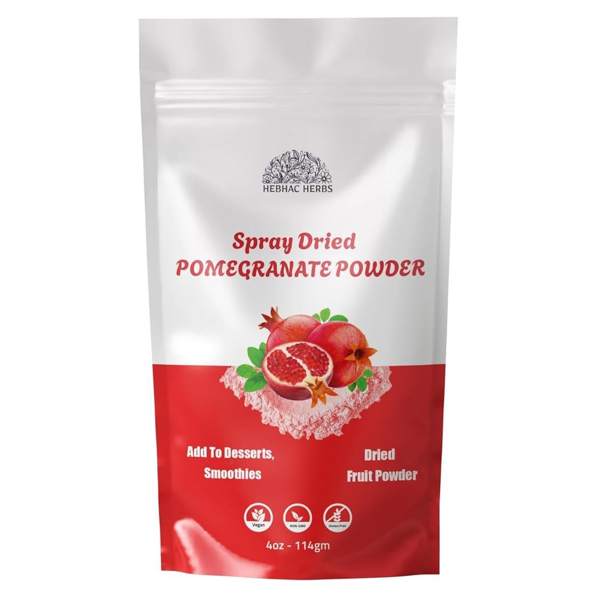 Polvo de Jugo de Granada Hebhac 114 g - 100% Natural, Vegano