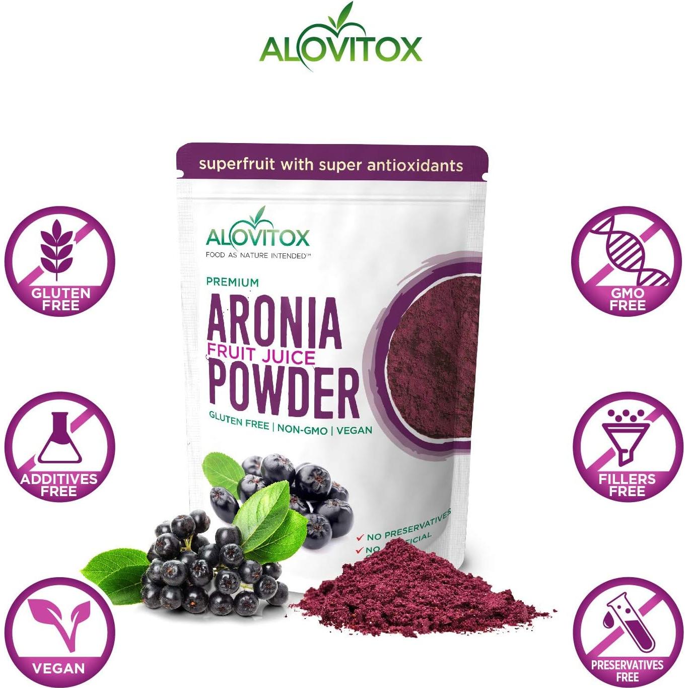 Polvo de Jugo de Baya de Aronia Alovitox 453 g - Superalimento Antioxidante