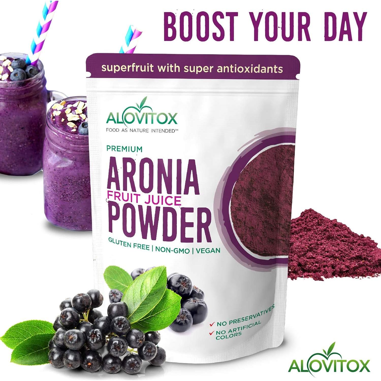 Polvo de Jugo de Baya de Aronia Alovitox 453 g - Superalimento Antioxidante