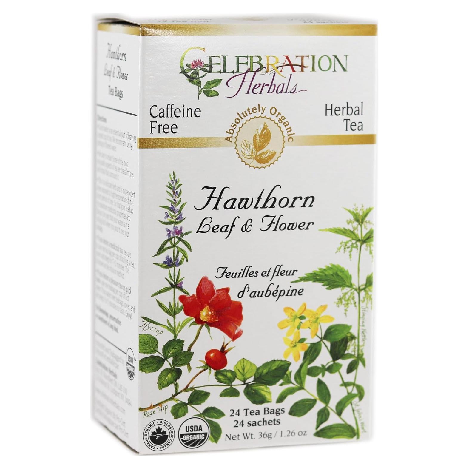 Té Orgánico de Hoja y Flor de Espino Celebración Herbals 24 Bolsas