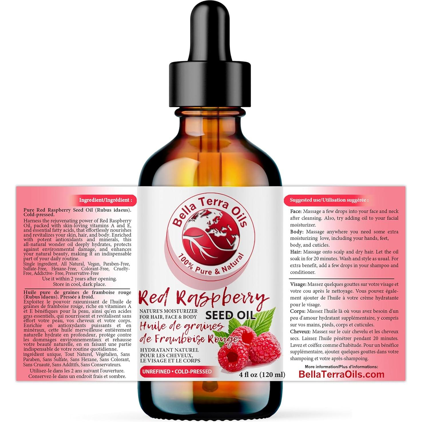 Aceite de Semilla de Frambuesa Roja Bella Terra 118 ml - Antioxidante