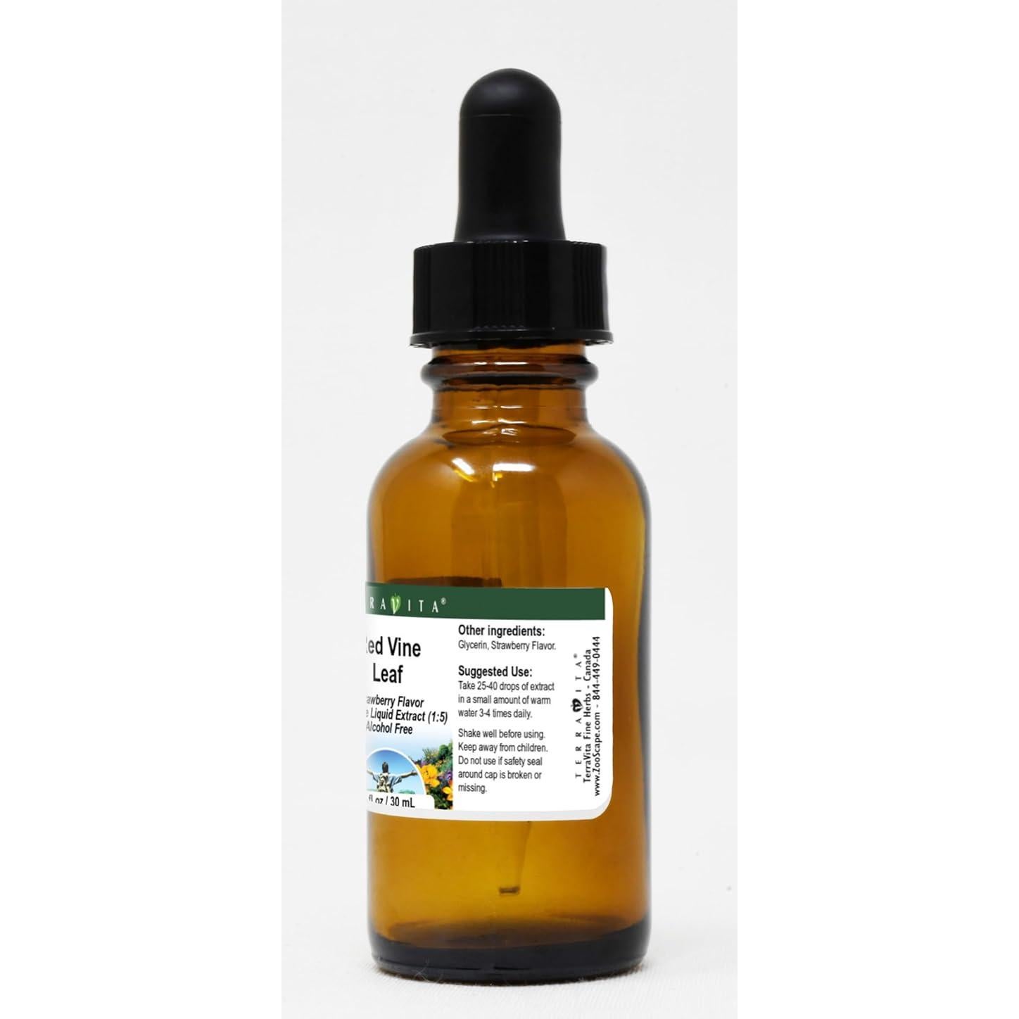 Extracto Líquido de Glicerina de Hoja de Vid Roja TerraVita 88.72 ml Sabor Fresa