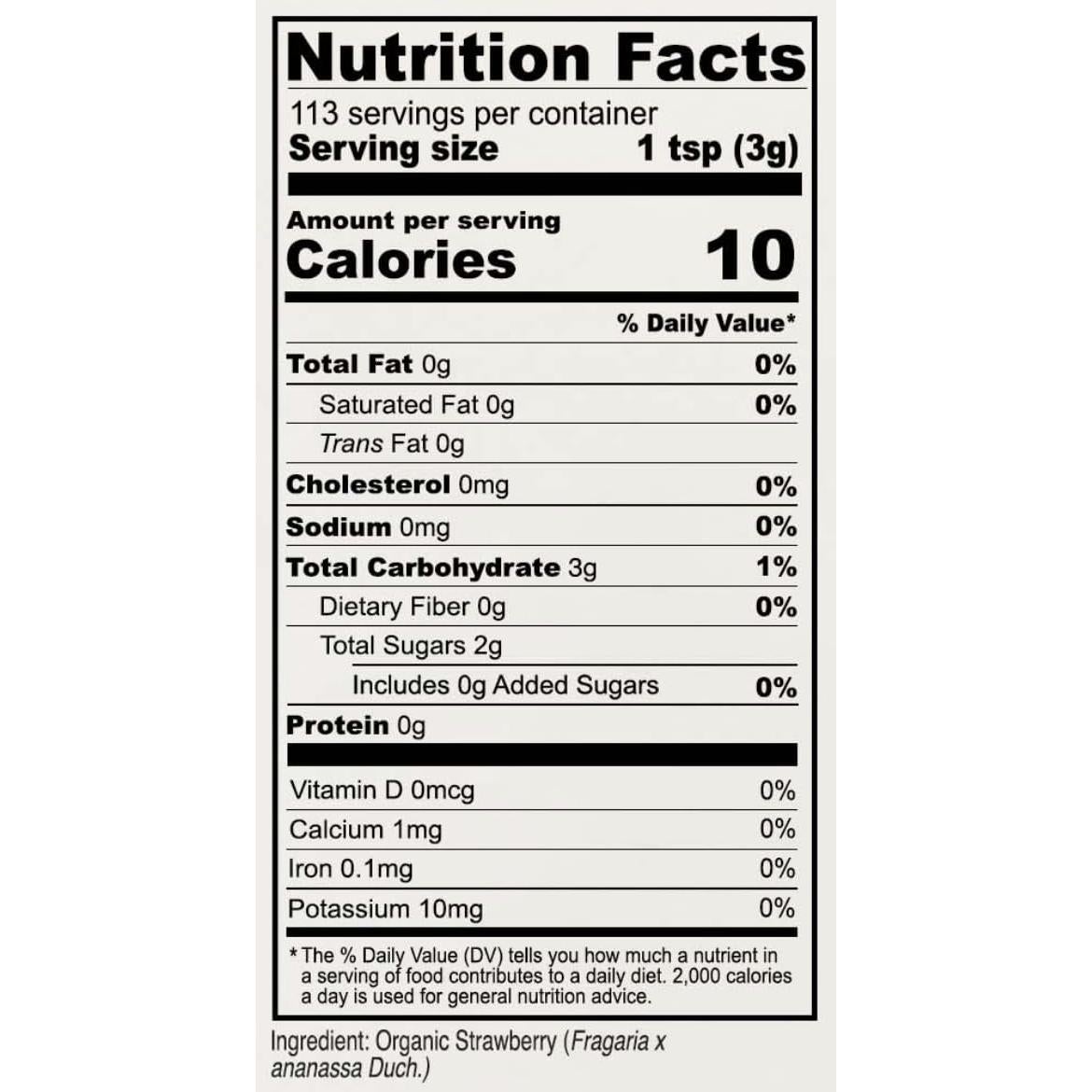 Polvo de Fresa Orgánico Anthony's 340 g Liofilizado Sin Gluten