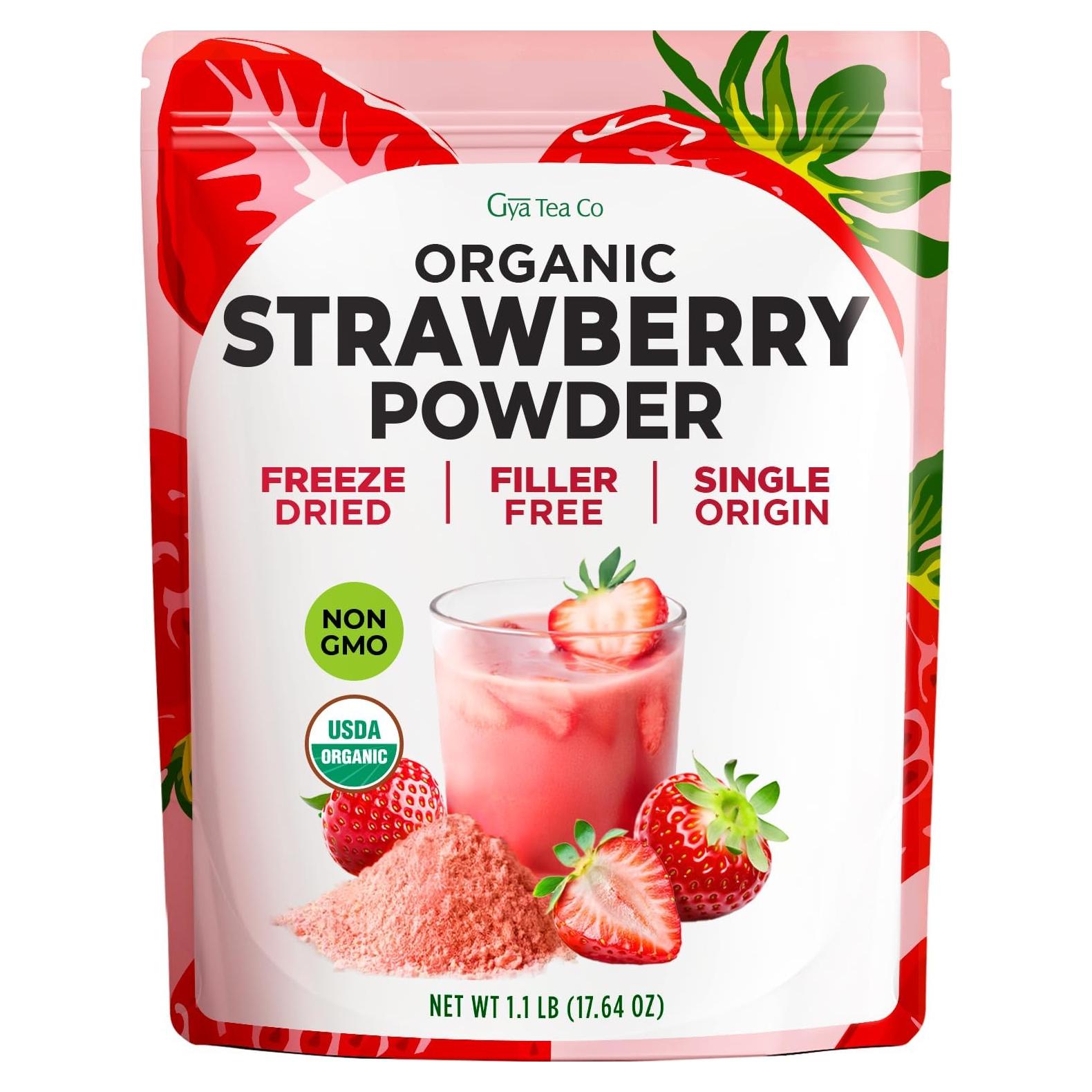 Polvo de Fresa Orgánico Liofilizado Gya Tea Co 500g - Sin Azúcar