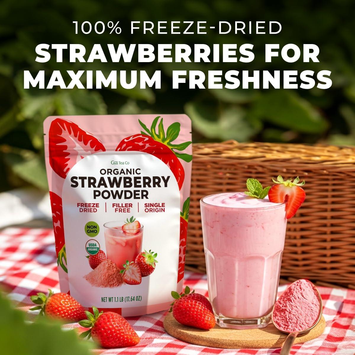 Polvo de Fresa Orgánico Liofilizado Gya Tea Co 500g - Sin Azúcar