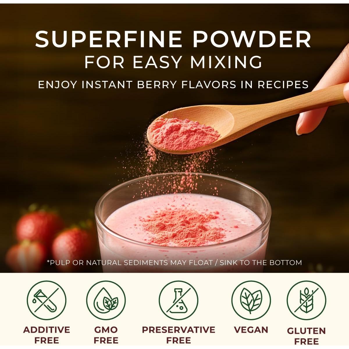 Polvo de Fresa Orgánico Liofilizado Gya Tea Co 500g - Sin Azúcar