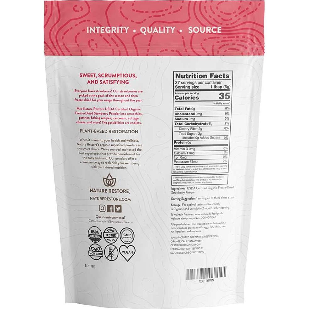 Polvo de Fresa Liofilizado Orgánico Nature Restore 226g