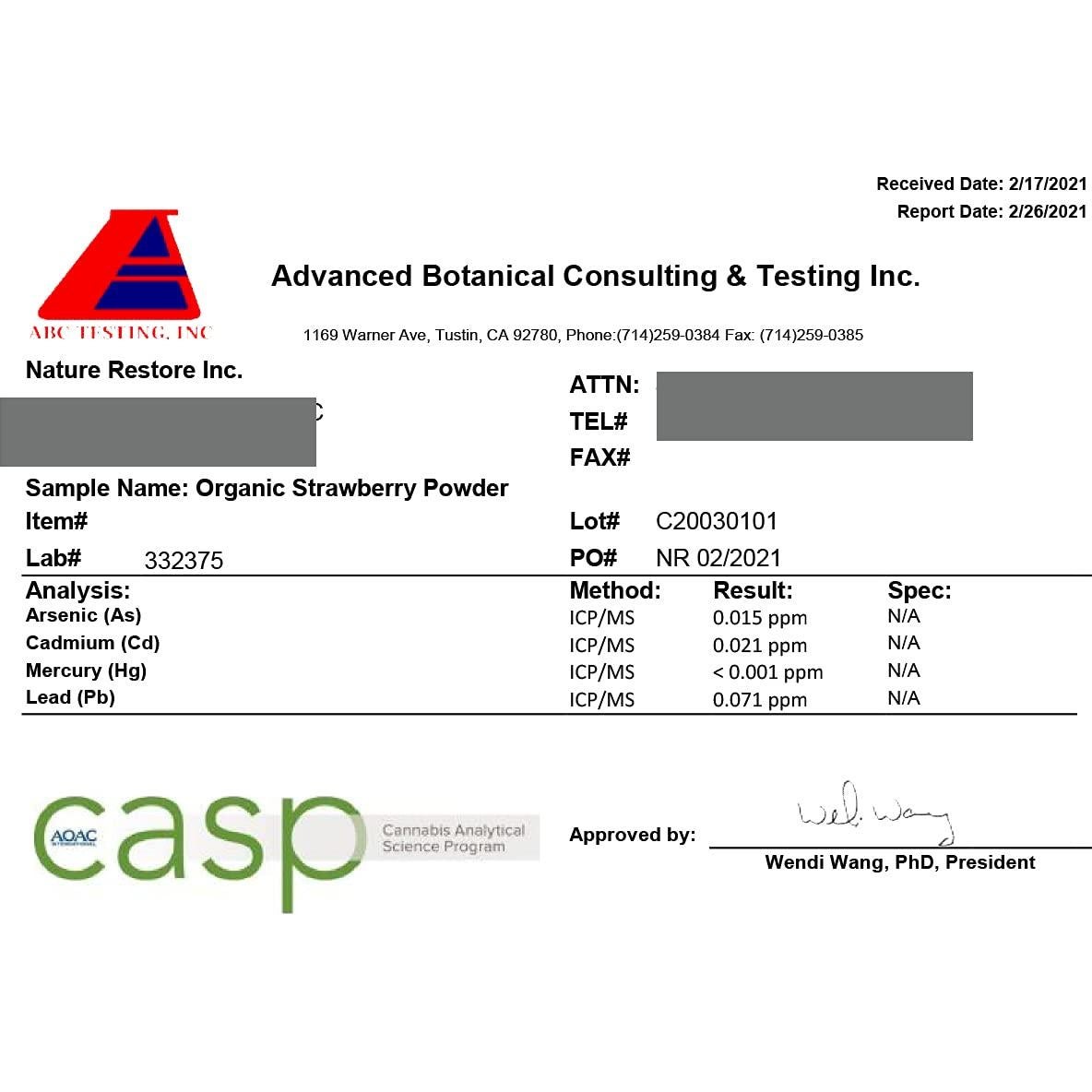 Polvo de Fresa Liofilizado Orgánico Nature Restore 226g