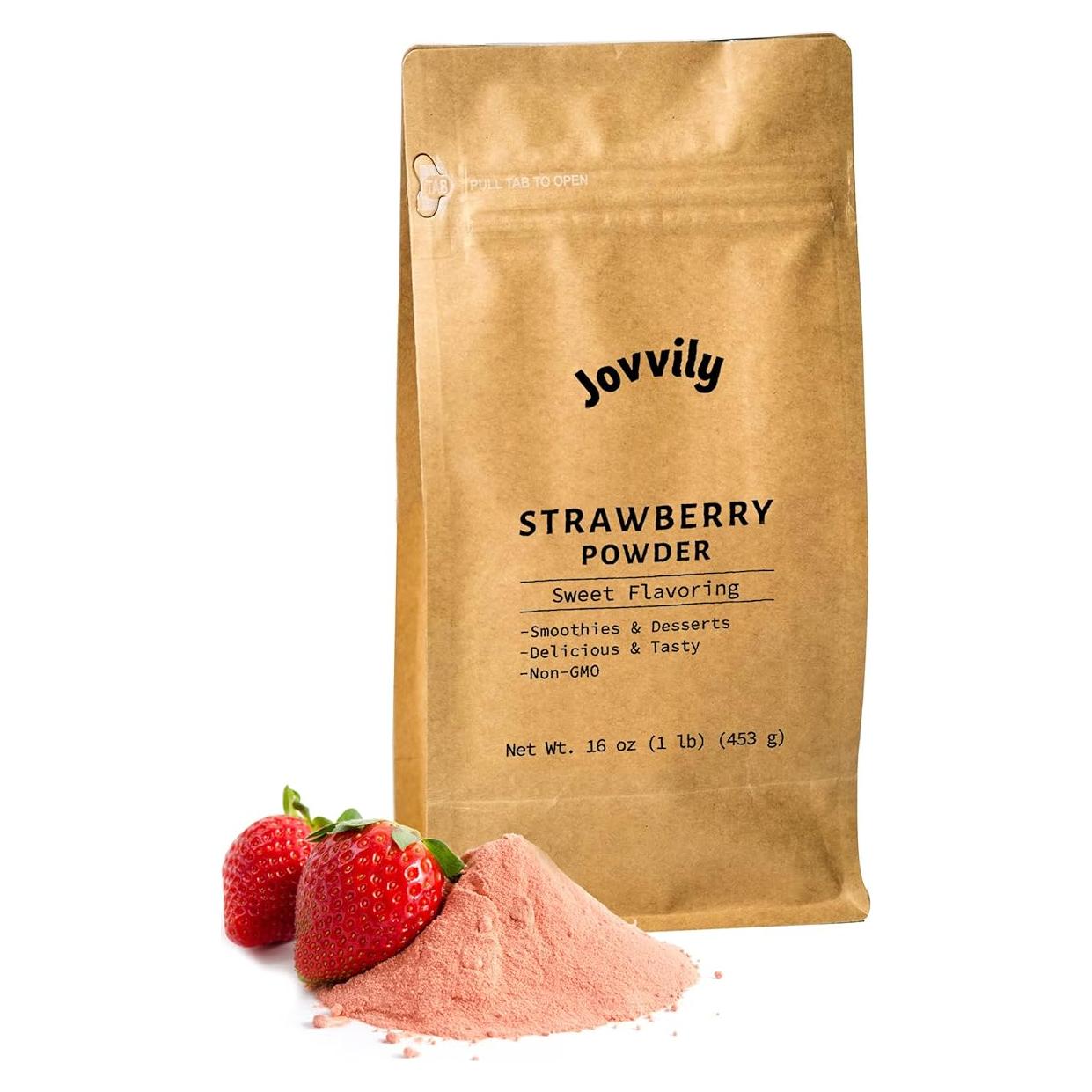 Polvo de Fresa Jovvily - 453.6g - Ideal para Batidos