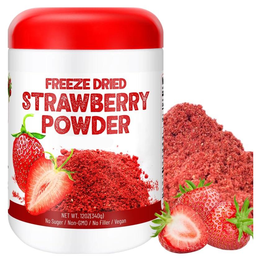 Polvo de Fresa Liofilizado 340g - 100% Natural, Vegano, Sin Azúcar