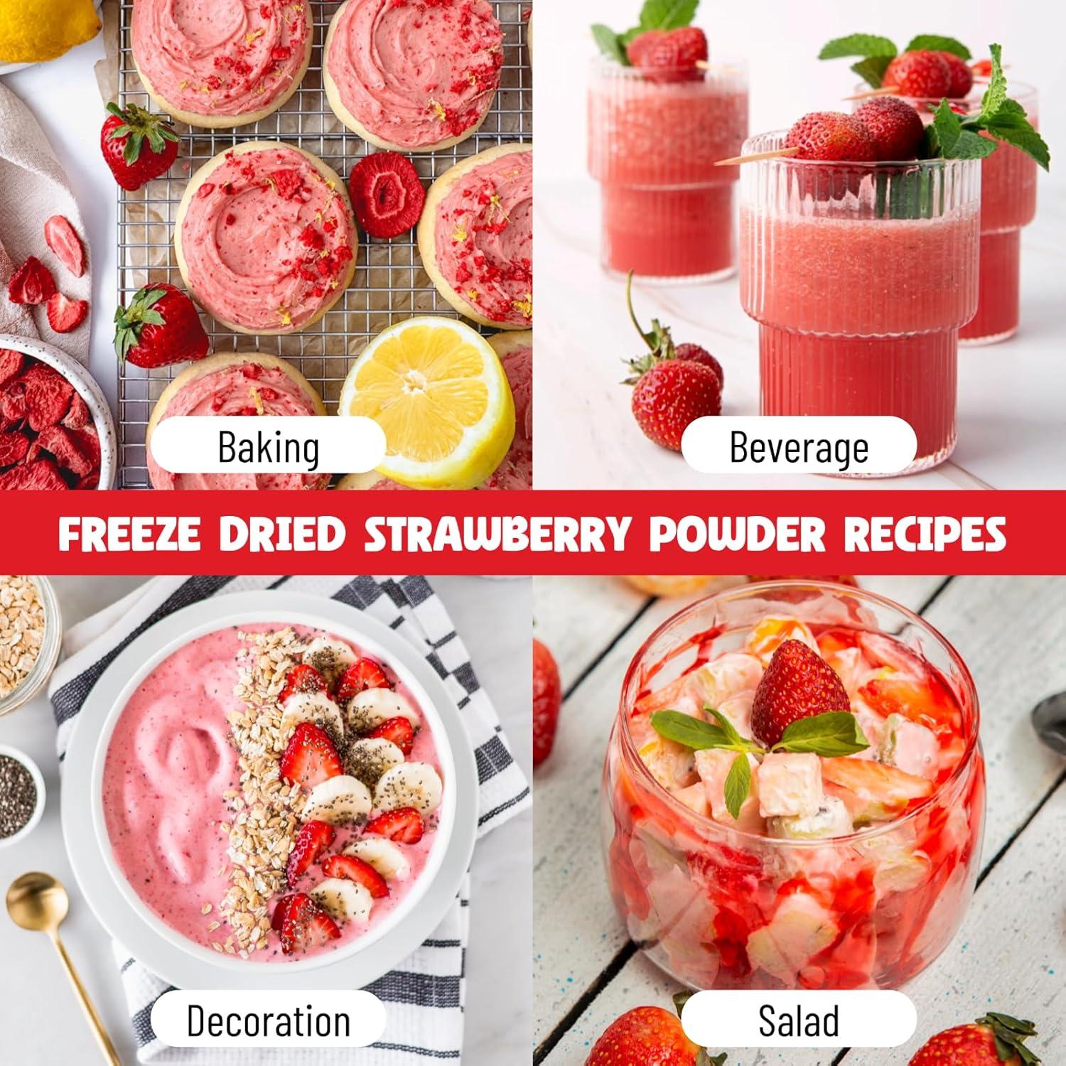 Polvo de Fresa Liofilizado 340g - 100% Natural, Vegano, Sin Azúcar