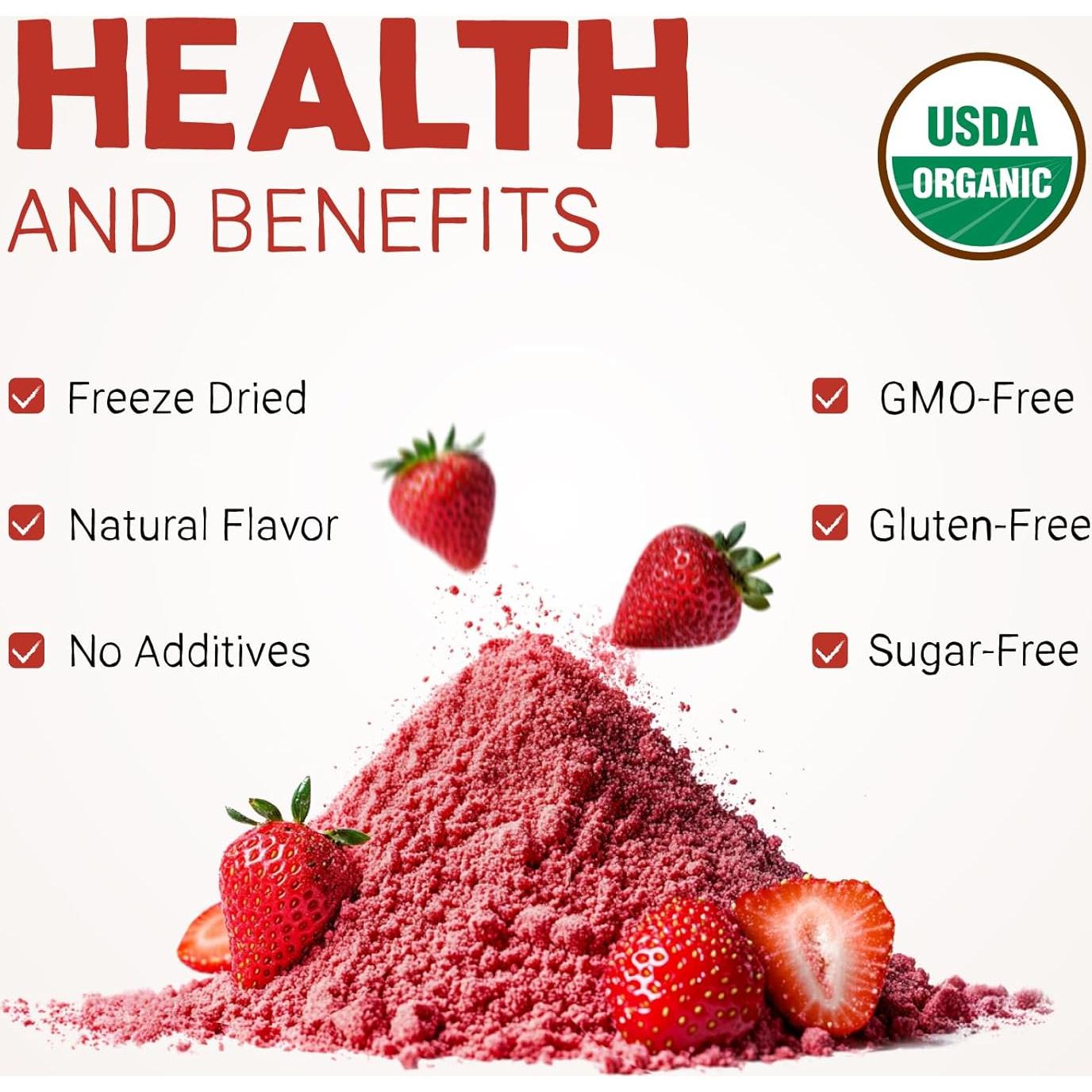 Polvo de Fresa Orgánico Liofilizado Viccoky 85g Natural Sin Aditivos