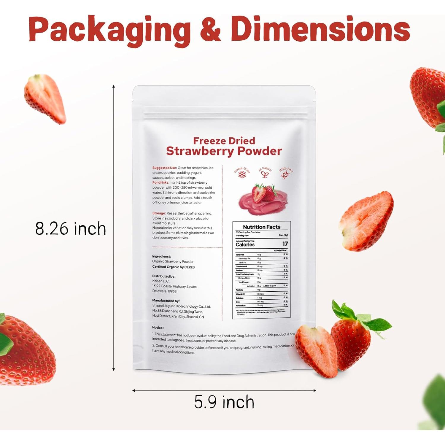 Polvo de Fresa Orgánico Liofilizado Viccoky 85g Natural Sin Aditivos