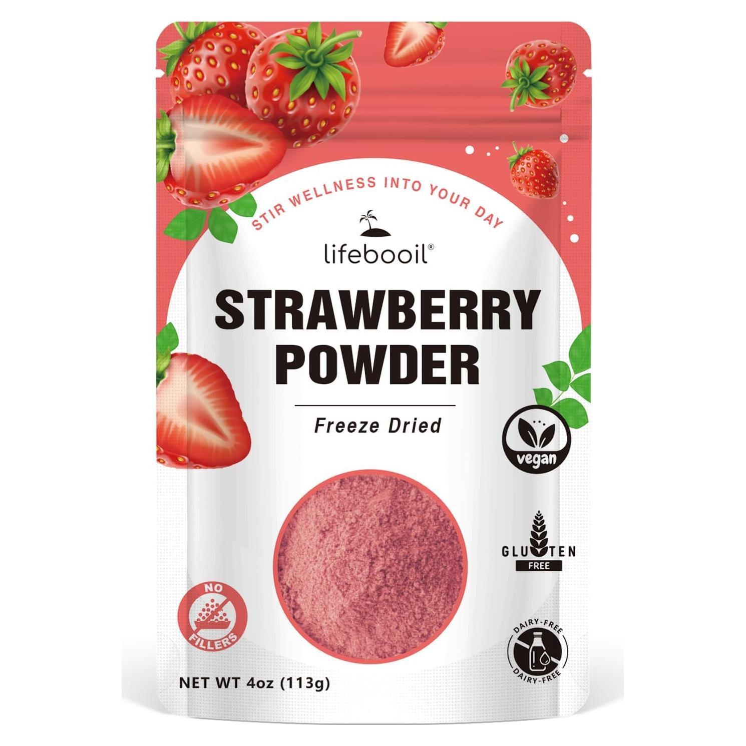 Polvo de Fresa Liofilizado Lifebooil 113.4g Vegano Sin Gluten