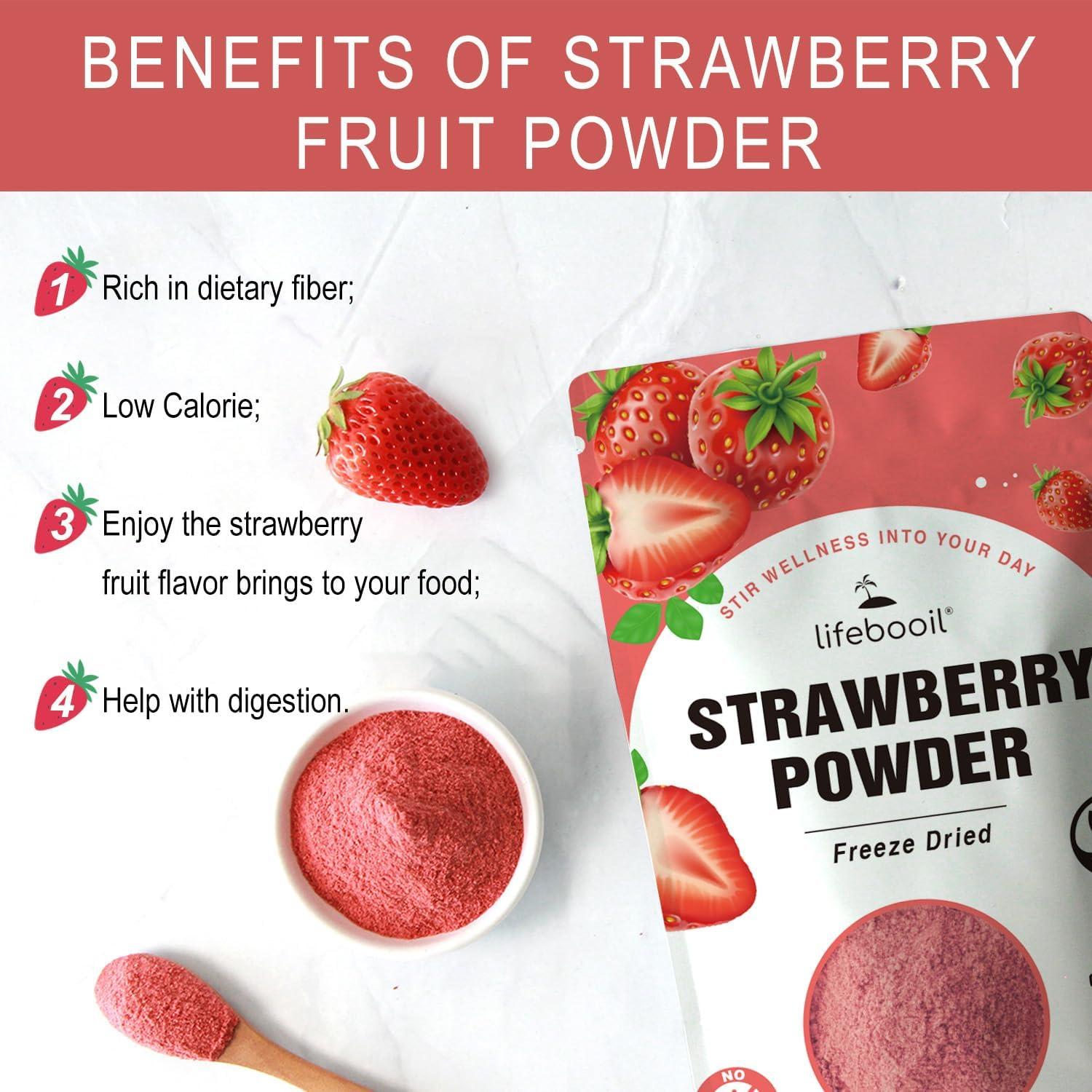 Polvo de Fresa Liofilizado Lifebooil 113.4g Vegano Sin Gluten