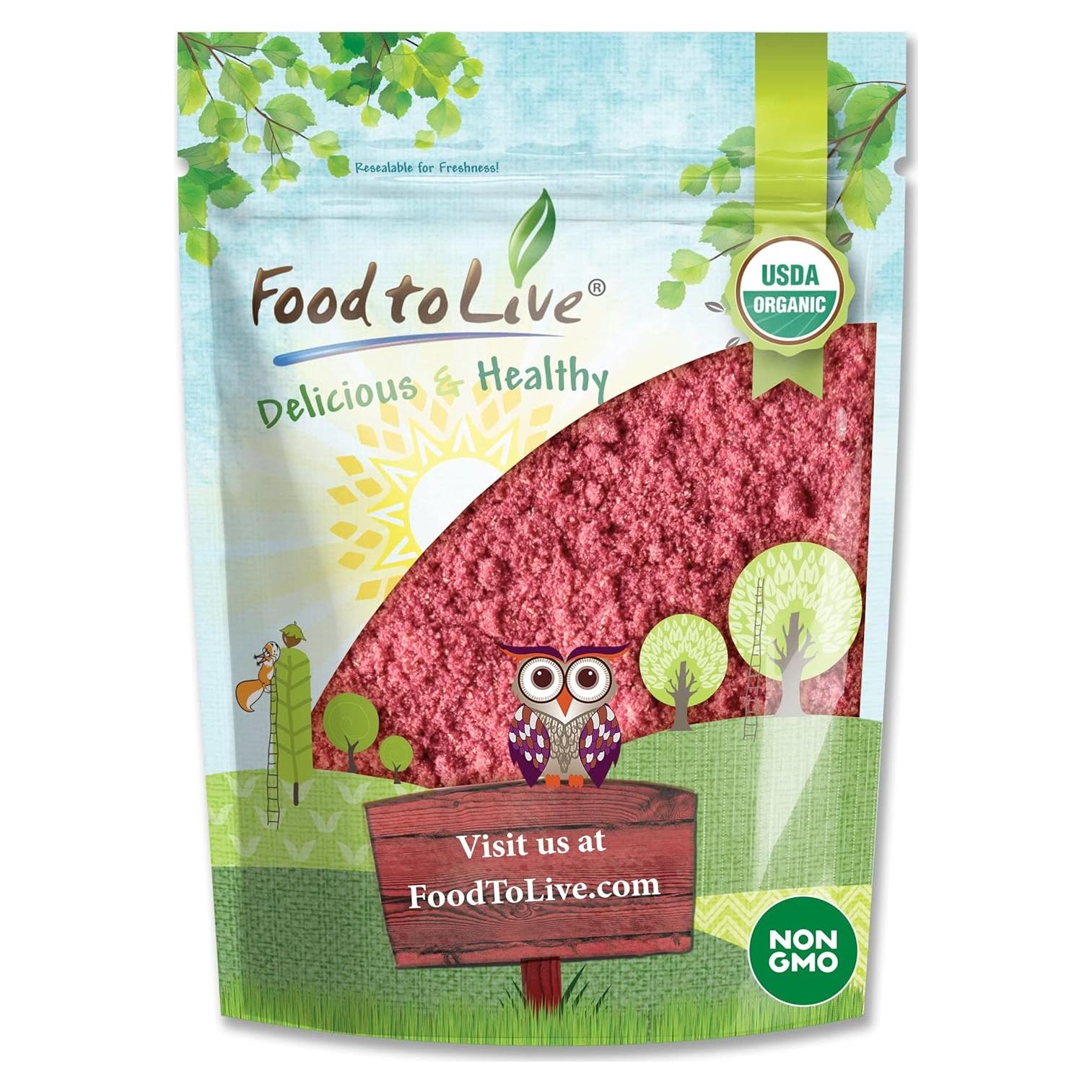 Polvo de Fresa Orgánico Food to Live 170g - Sin OGM, Liofilizado