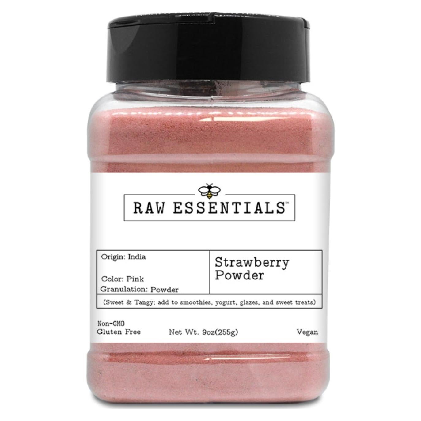 Polvo de Fresa Crudo 255g - Sin Gluten, Vegano, No OGM