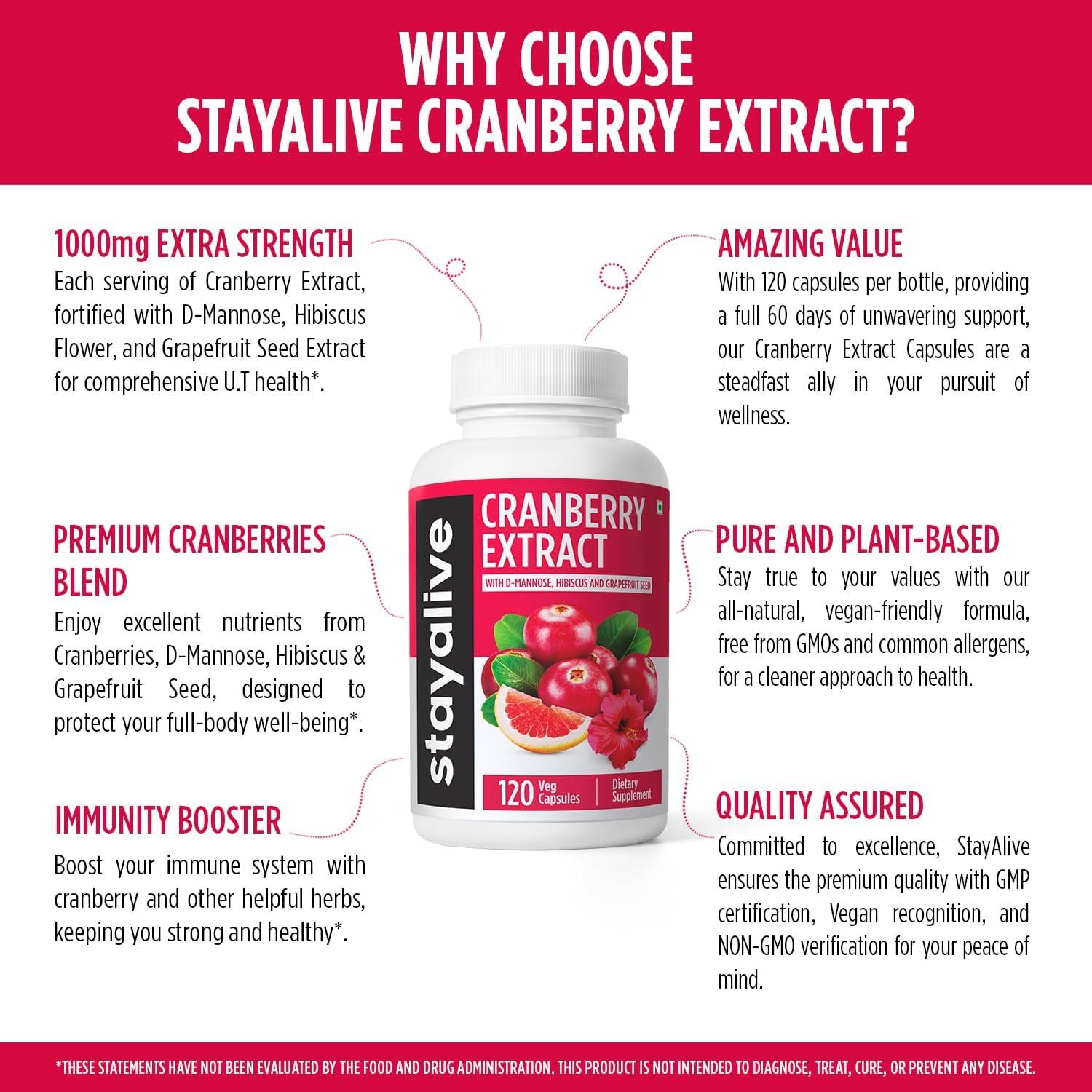 Suplemento de Arándano Stay Alive 1000mg 120 Cápsulas Veganas