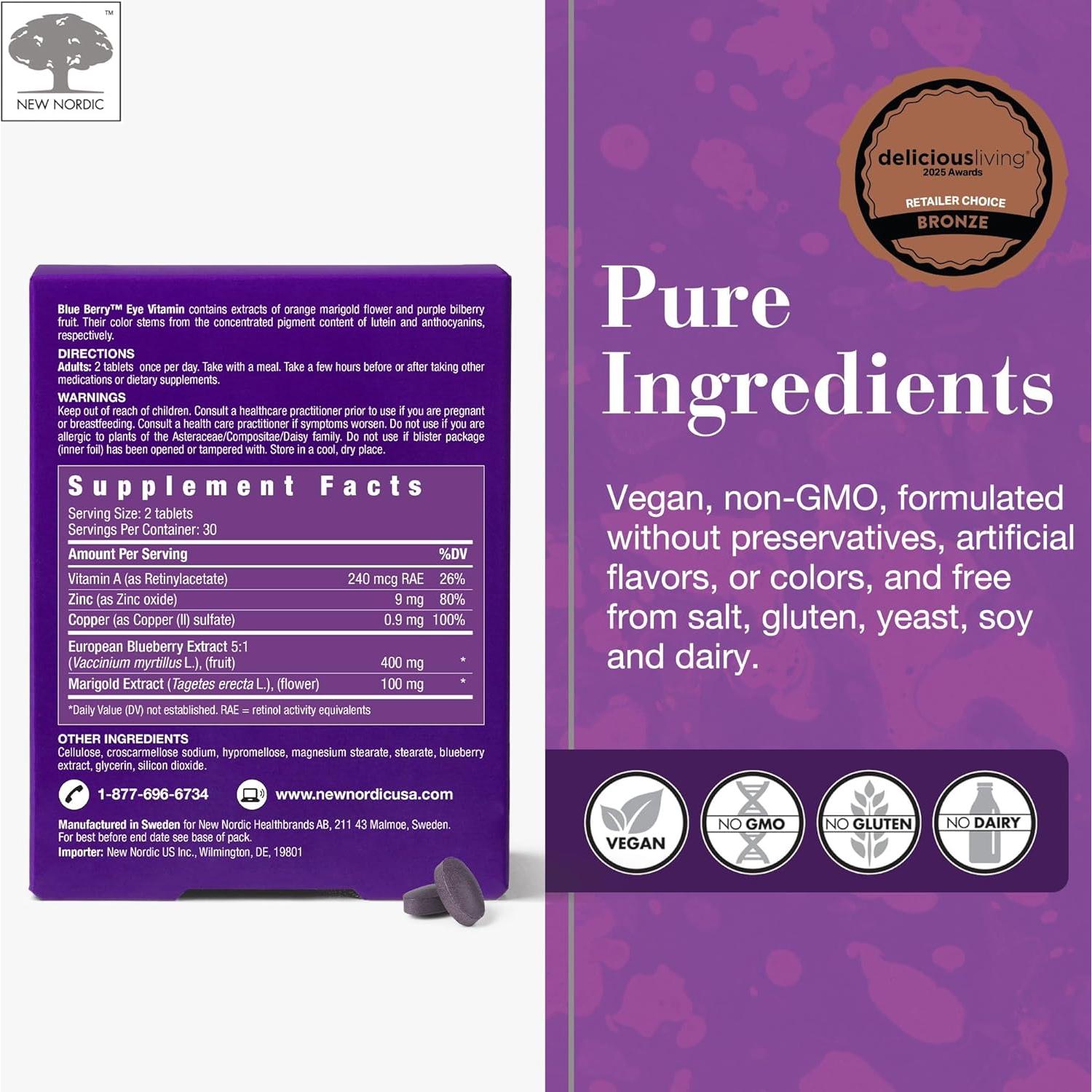 Suplemento Ocular New Nordic Arándano Azul 60 Tabletas