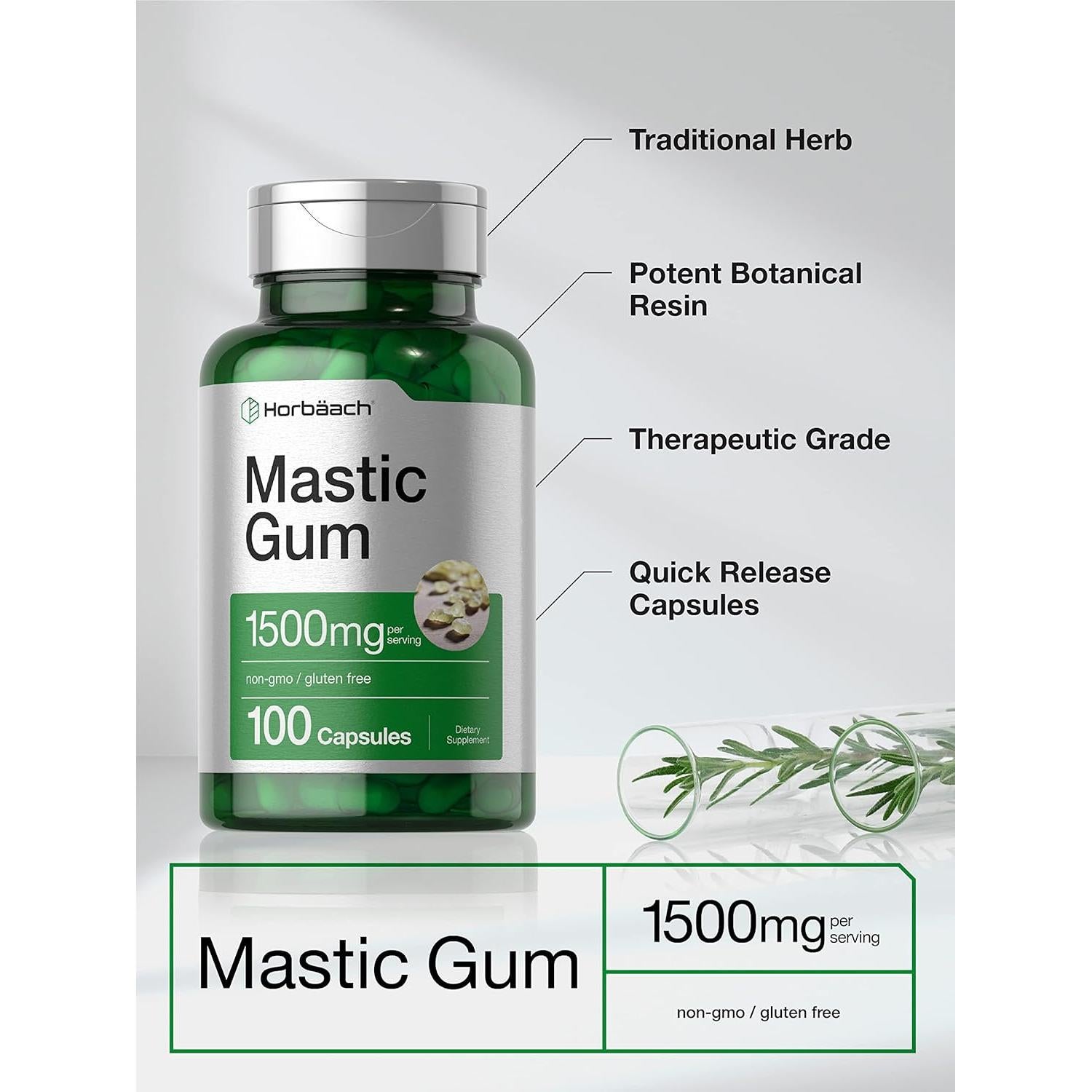Goma Mástica Horbäach 1500mg 100 Cápsulas Suplemento Natural
