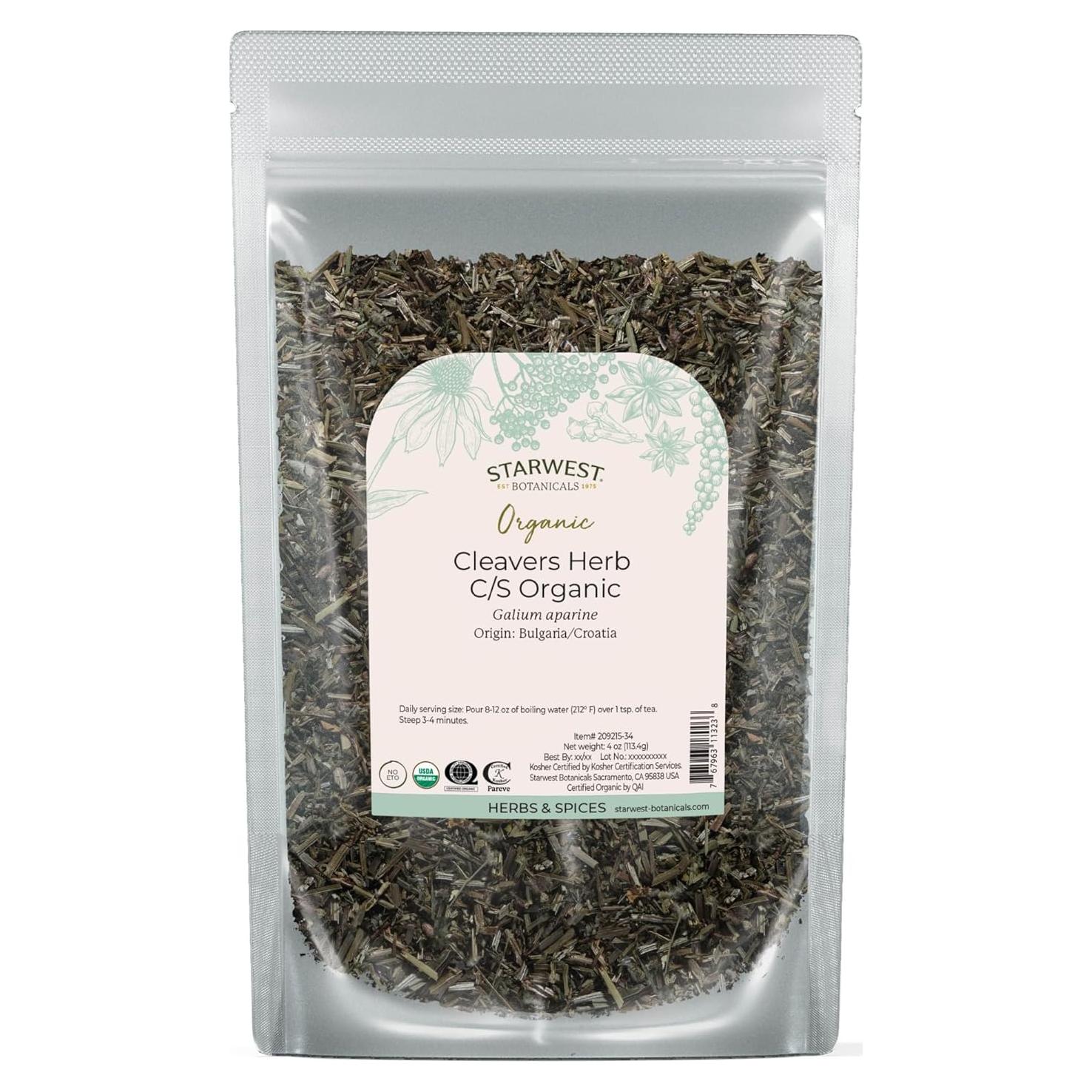 Hierba Cleavers Orgánica Starwest Botanicals 113.4 g - Té y Tinturas
