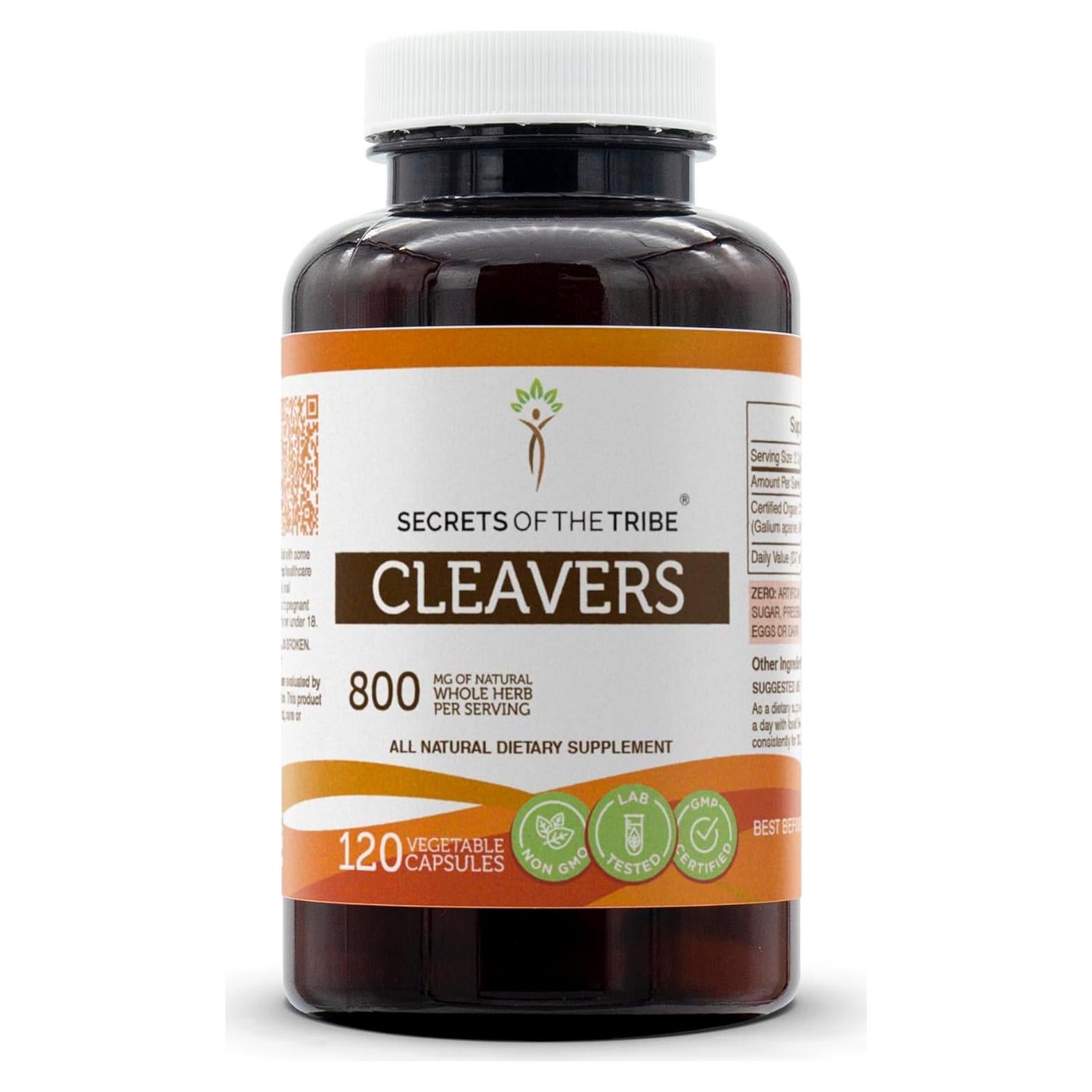 Cápsulas de Cleavers 800 mg Secretos de la Tribu 120 Unidades