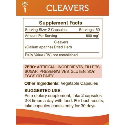 Cápsulas de Cleavers 800 mg Secretos de la Tribu 120 Unidades