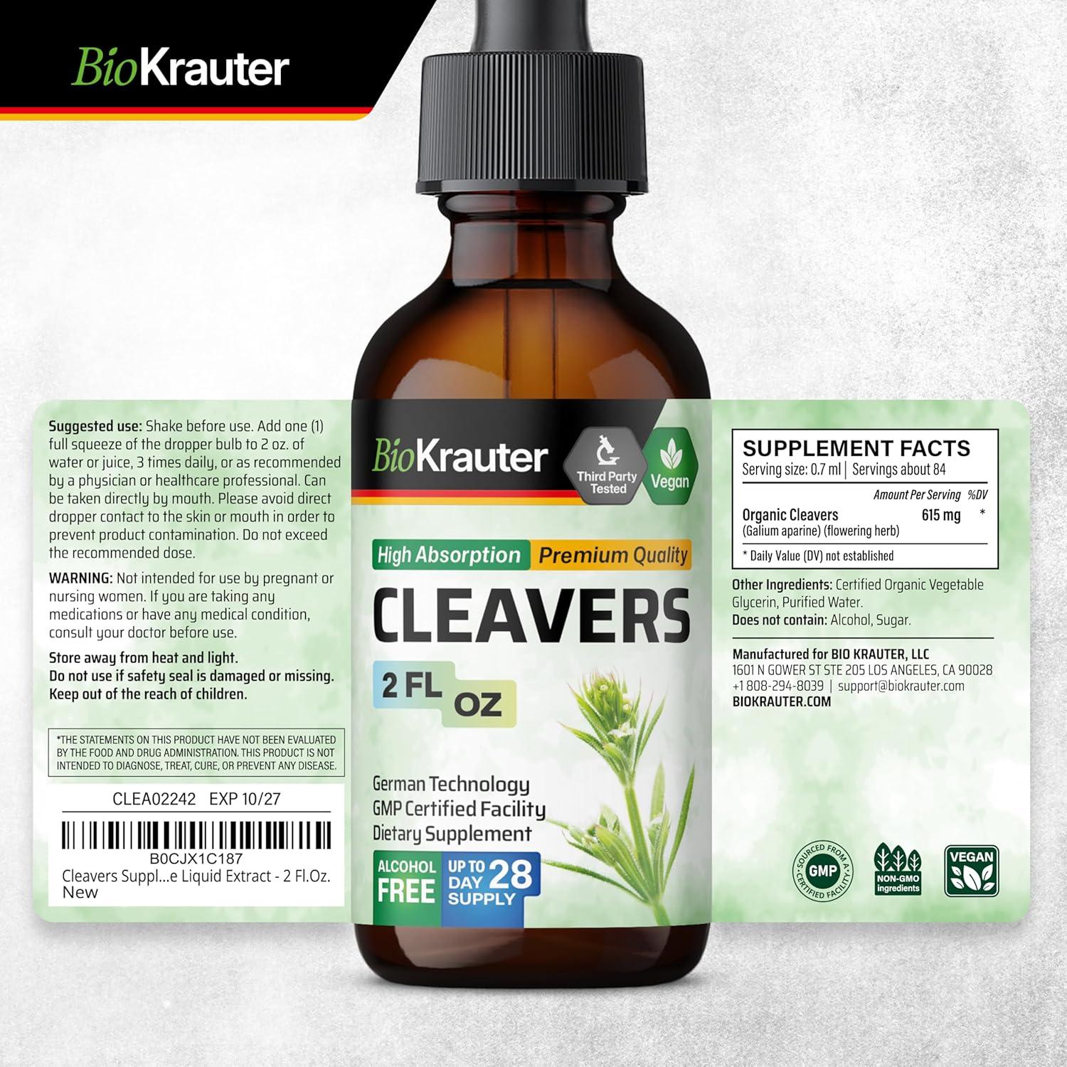Tintura de Cleavers Bio Krauter 59 ml - Desintoxicación Vegana
