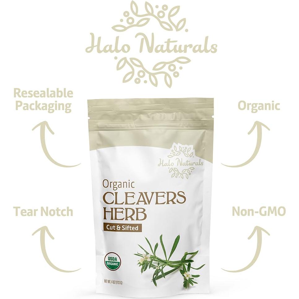 Hierba Cleavers Orgánica Halo Naturals 113g Certificada USDA
