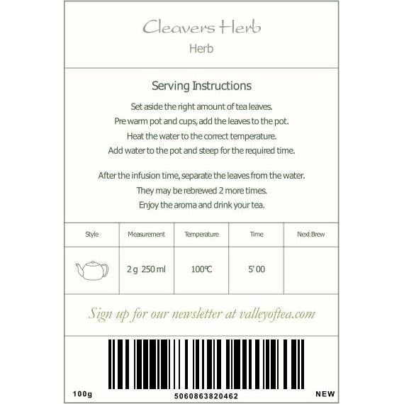 Té de Hierba de Cleavers 100g Valley of Tea - Orgánico