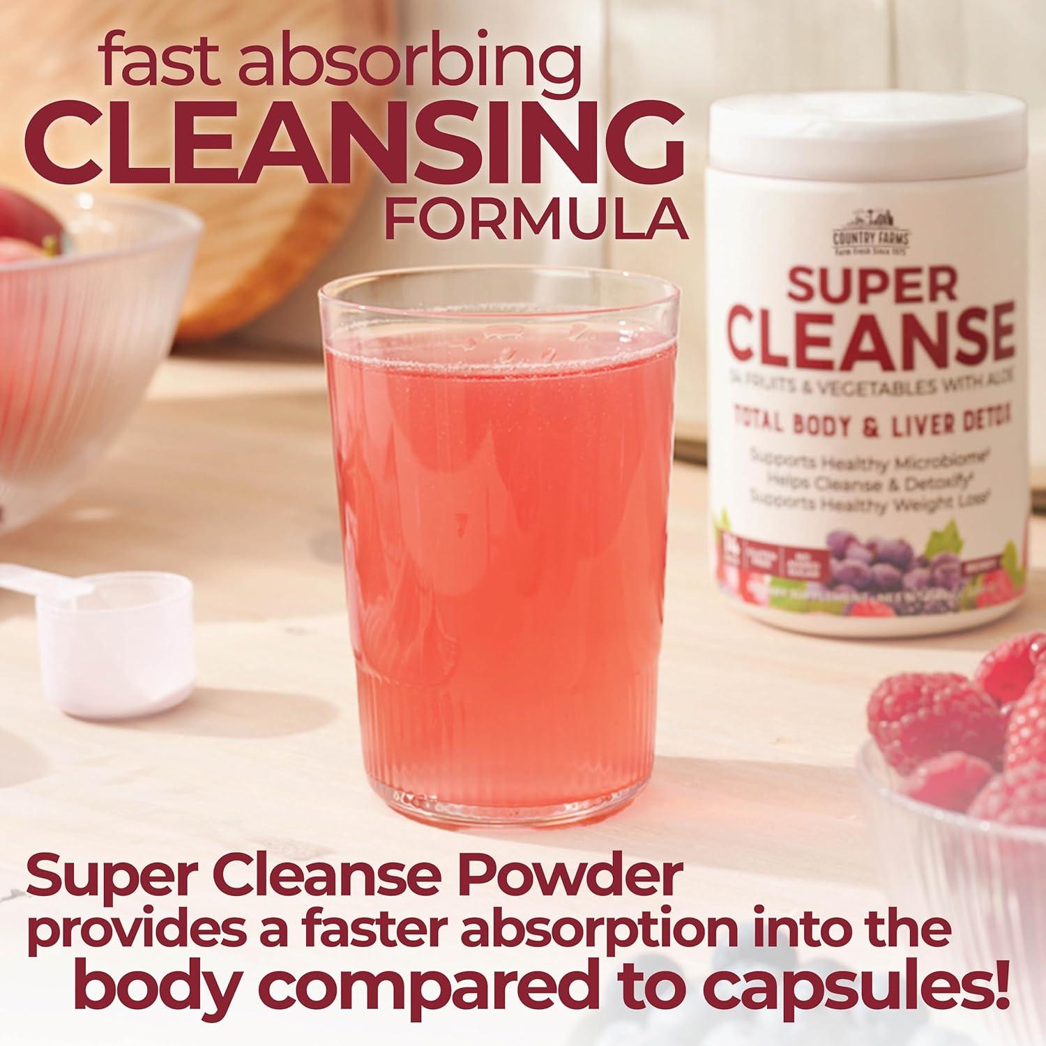 Country Farms Super Cleanse 280g - Mezcla en Polvo Detox 34 Frutas y Verduras