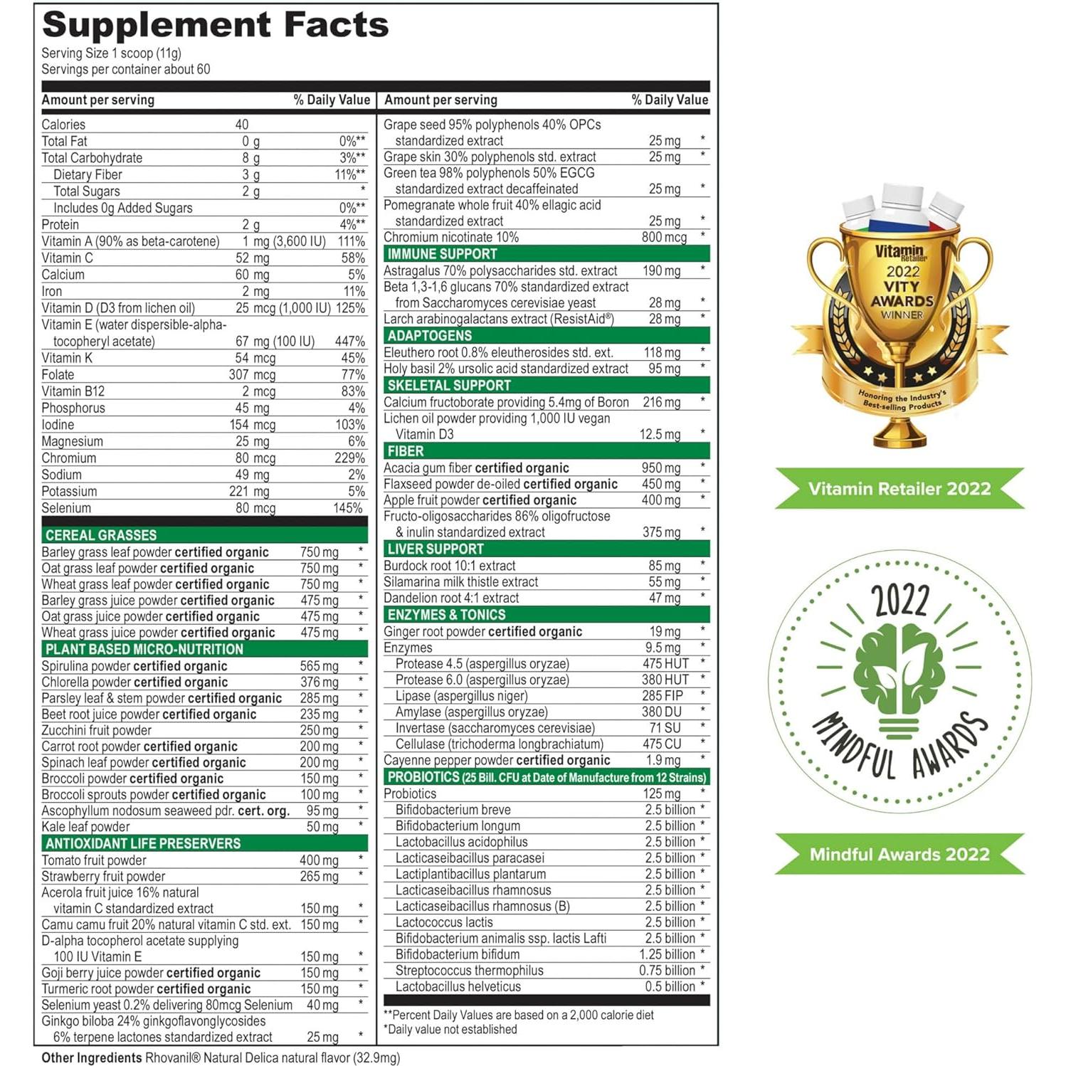 Polvo de Superalimento Vegano Salud Vibrante 60 Porciones