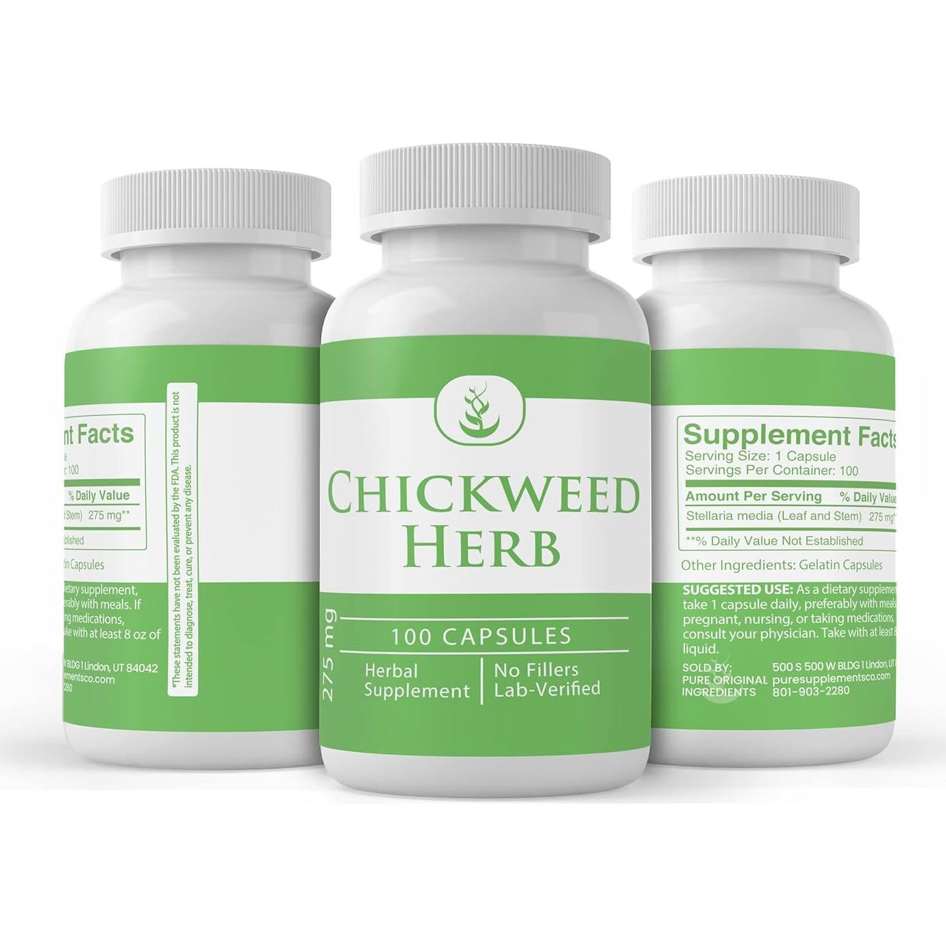 Cápsulas de Hierba de Estrella de Tierra 100% Puras 100 Unidades