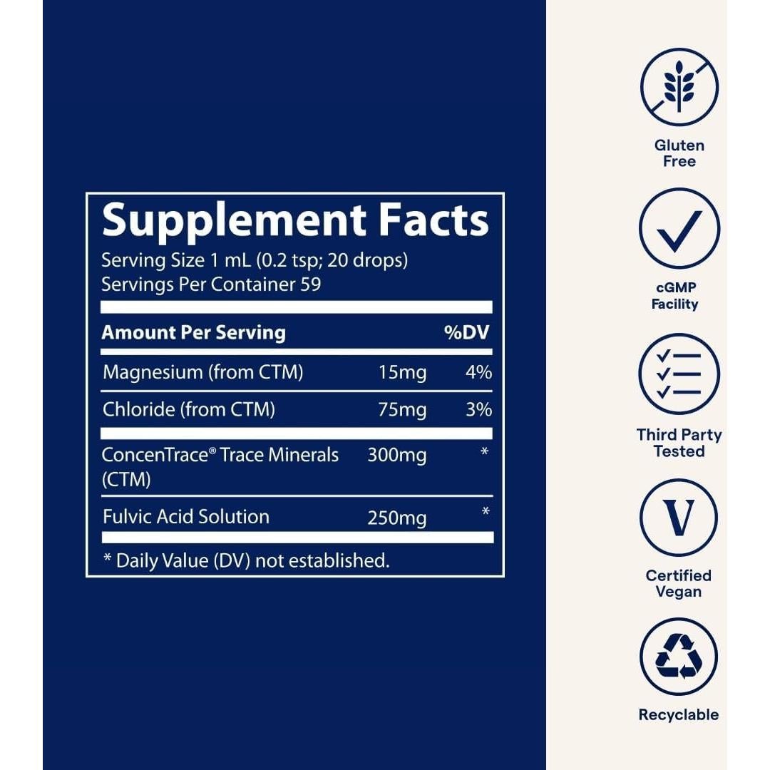Ácido Fulvico Iónico de Minerales Traza 250mg - Suplemento Líquido 59 Porciones