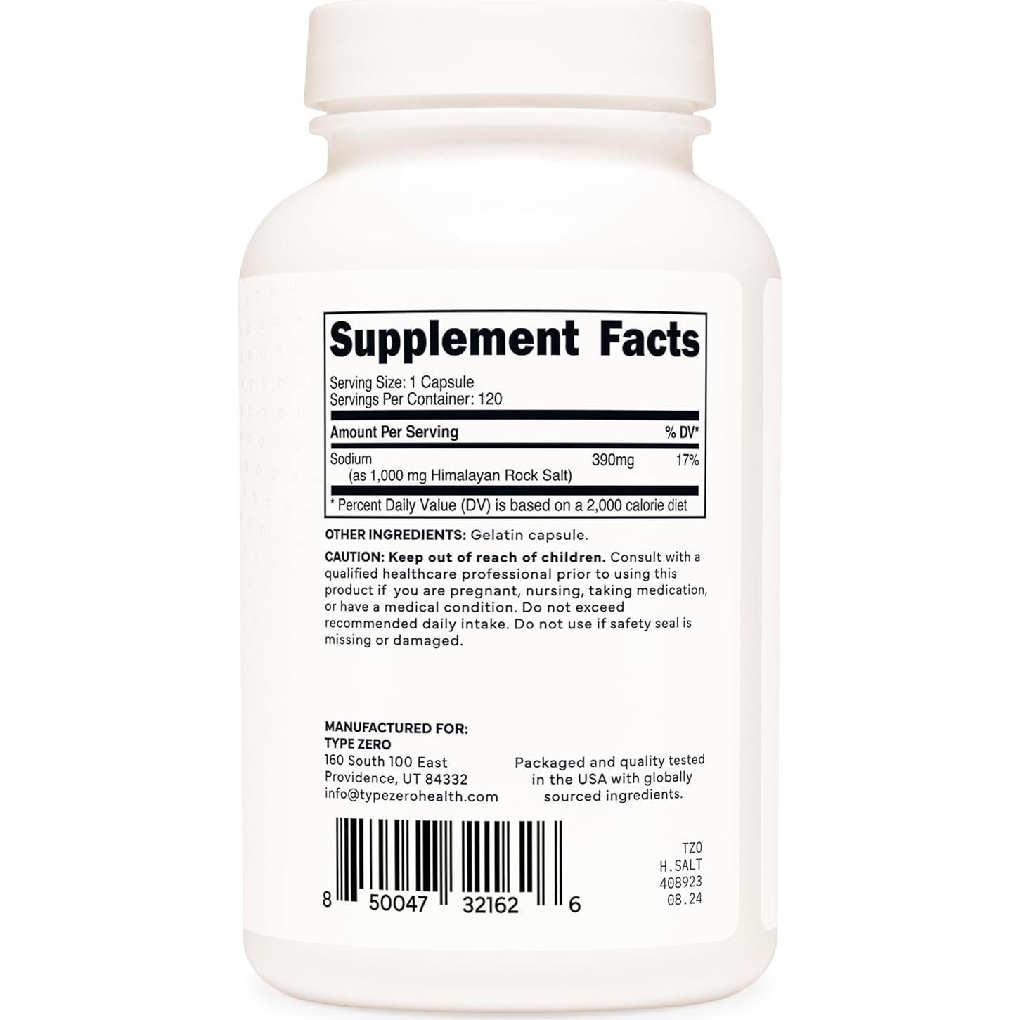 Cápsulas de Sal del Himalaya Type Zero 120 Unidades 1000mg