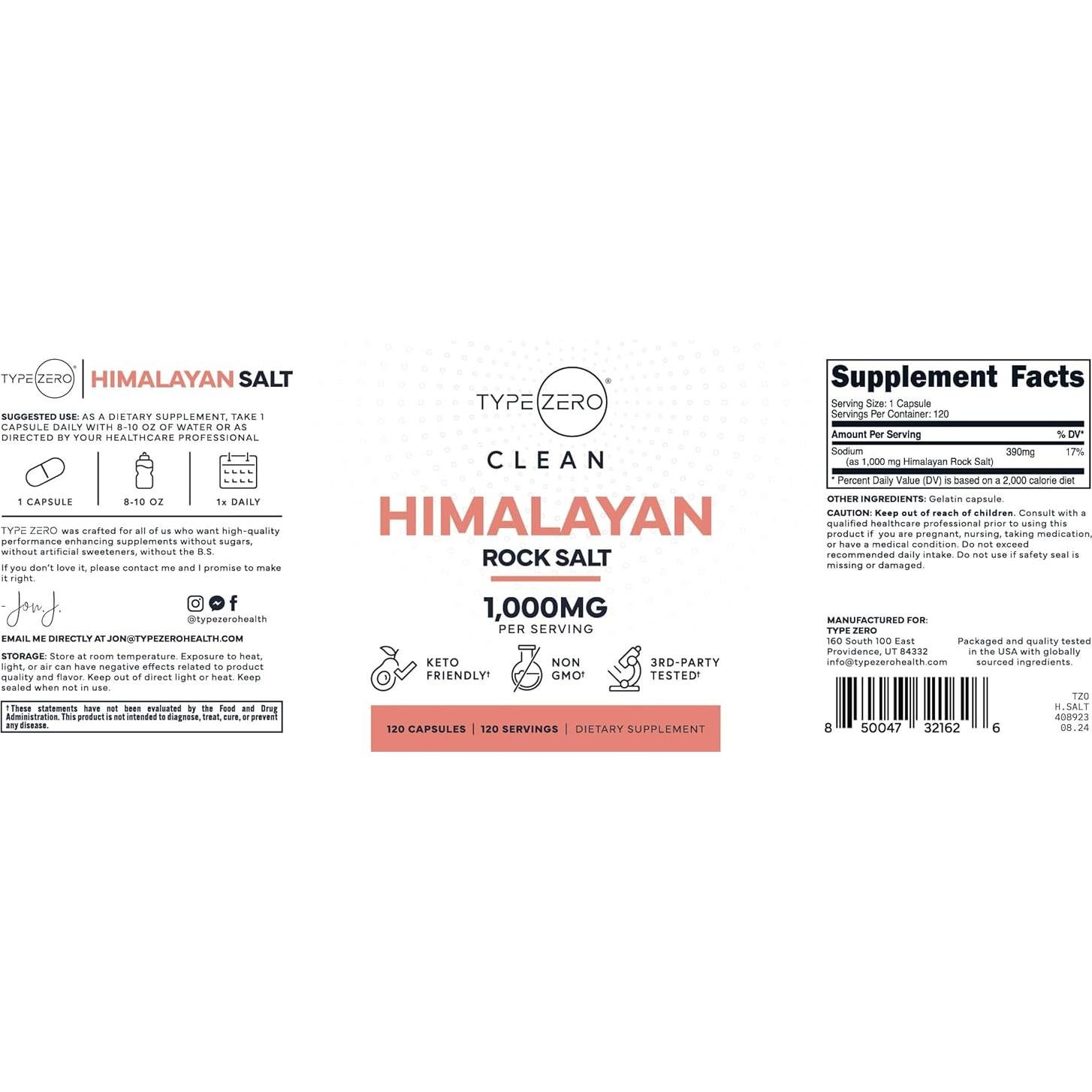 Cápsulas de Sal del Himalaya Type Zero 120 Unidades 1000mg