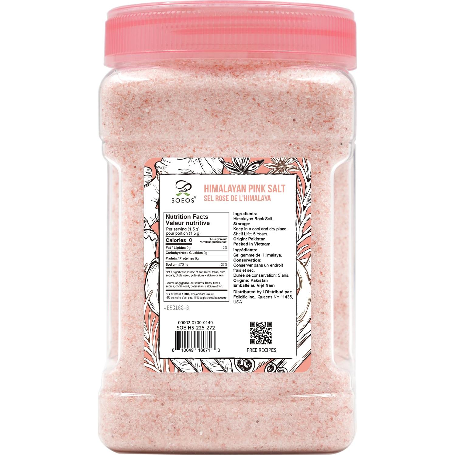 Sal Rosa del Himalaya Soeos Grano Fino 2268g Sin Aditivos