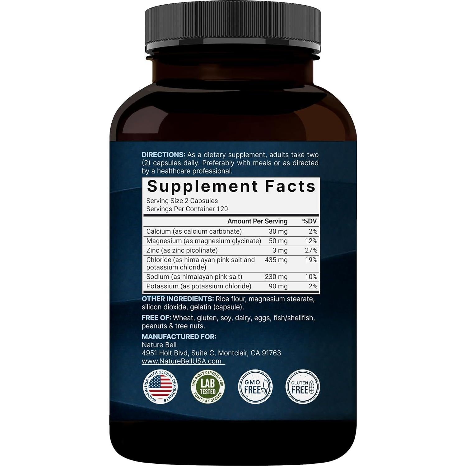 Píldoras de Electrolitos NatureBell 240 Cápsulas Sin Sabor