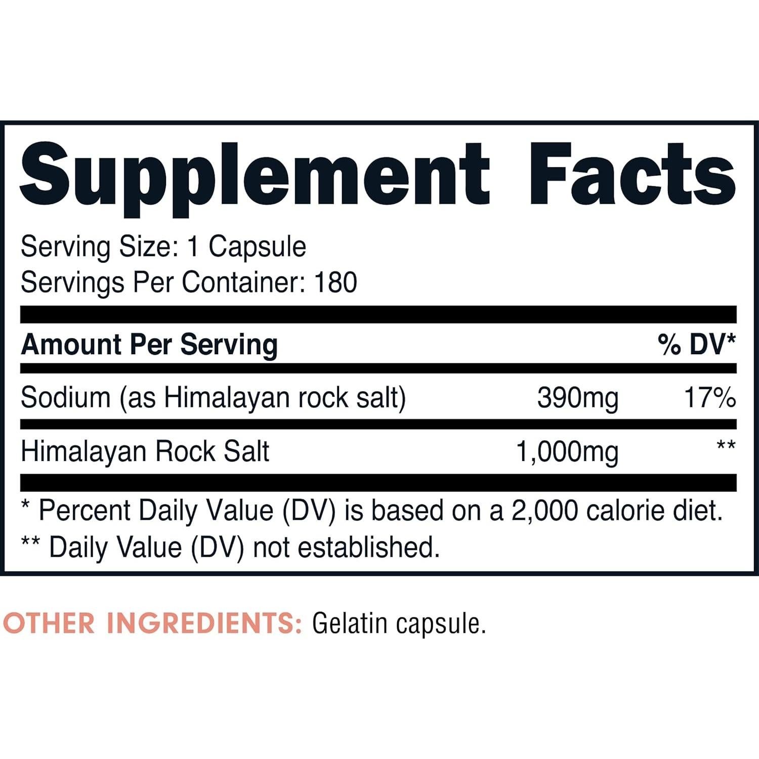 Cápsulas de Sal del Himalaya Bucked Up 1000mg - 180 Porciones